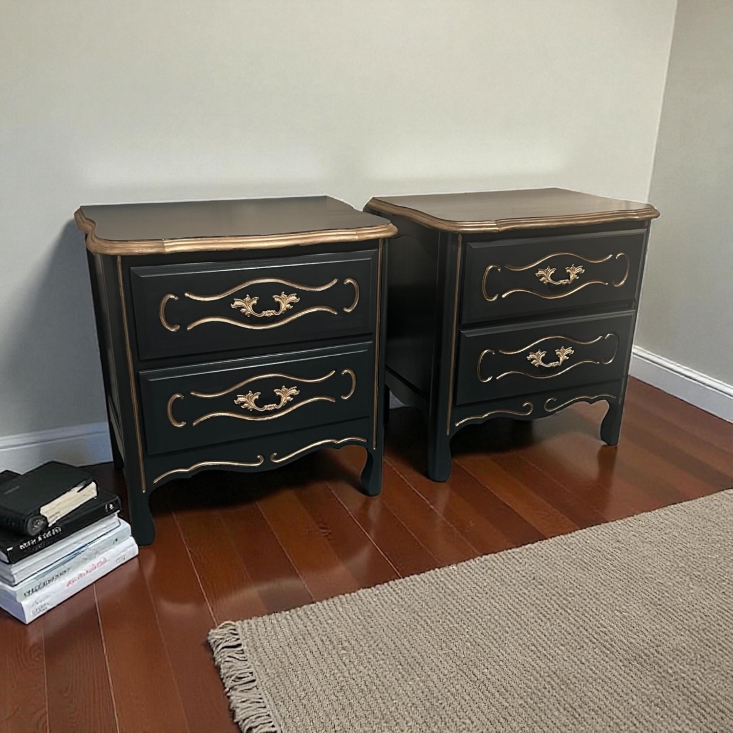 French Provisional Black Nightstands - image-1