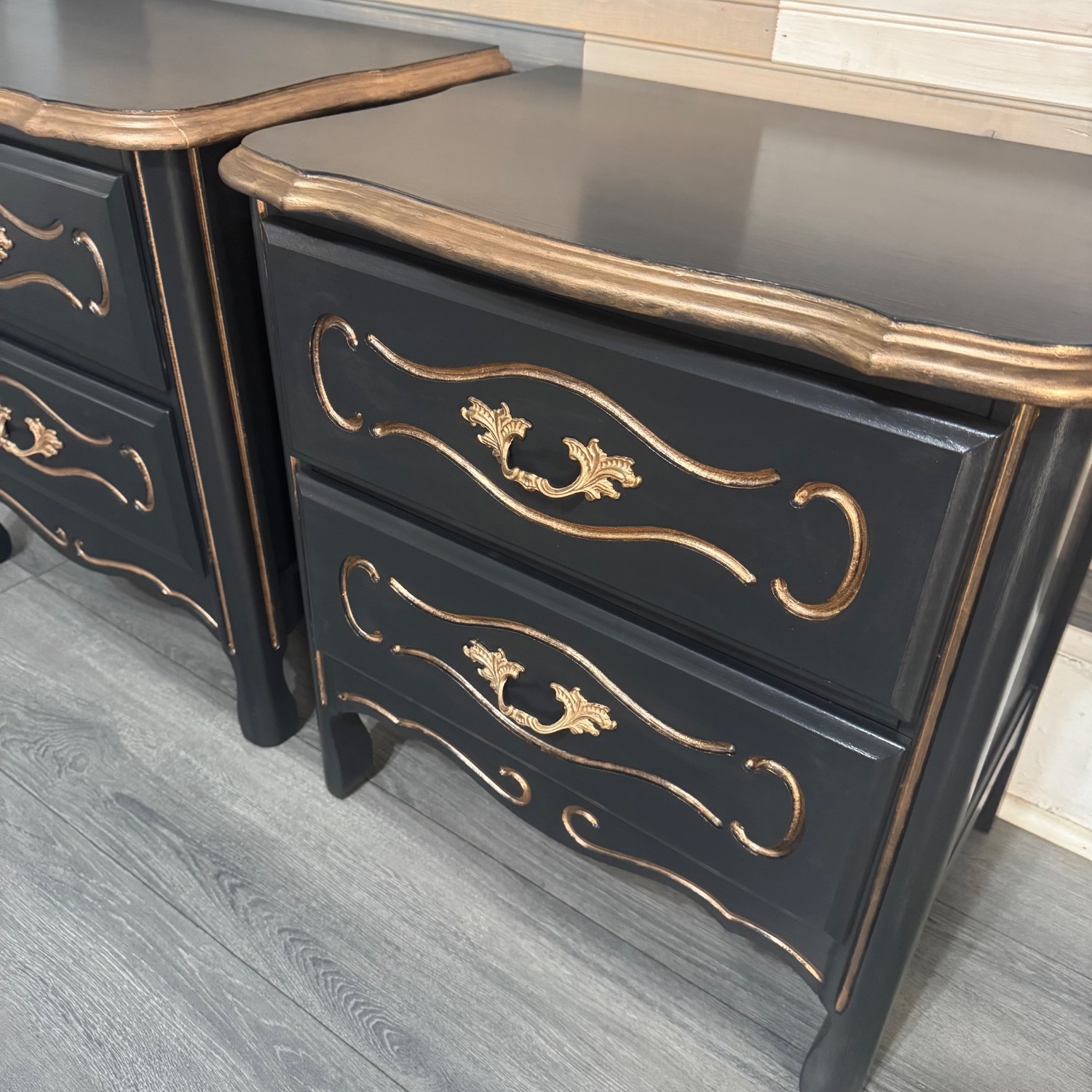 French Provisional Black Nightstands - image-2