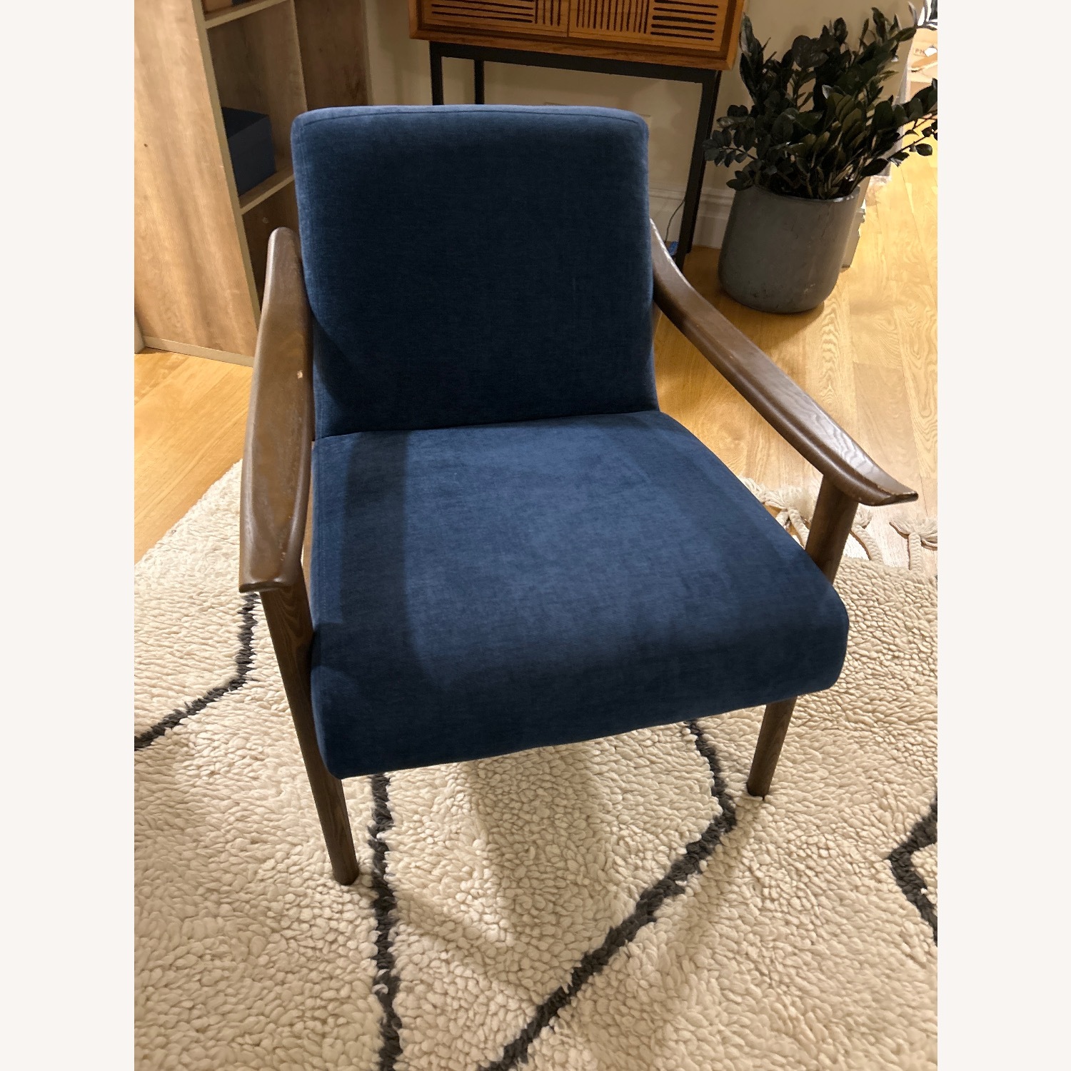 West Elm Blue Wood Accent Chair - image-1