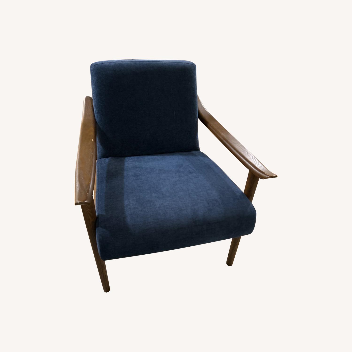 West Elm Blue Wood Accent Chair - image-0