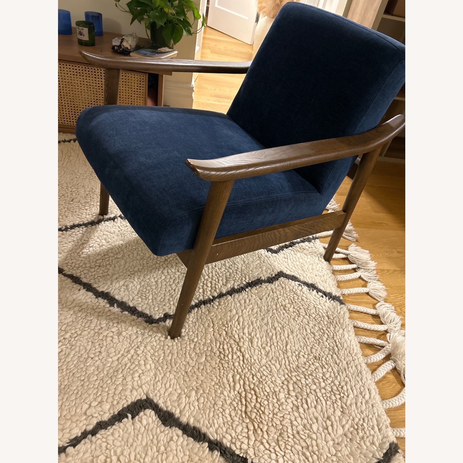 West Elm Blue Wood Accent Chair - image-2