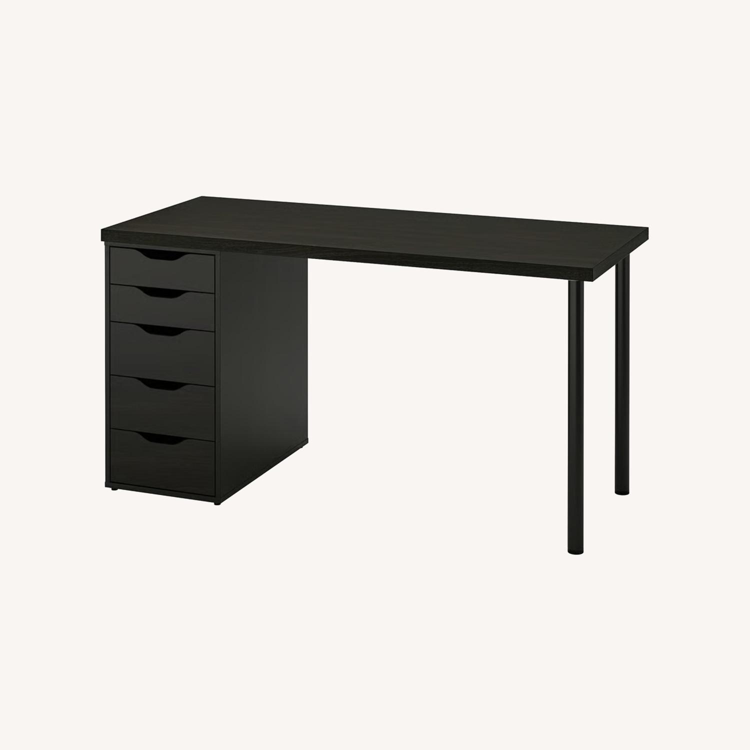 IKEA Lagkapten / Alex Black-Brown Wood Desk - image-0