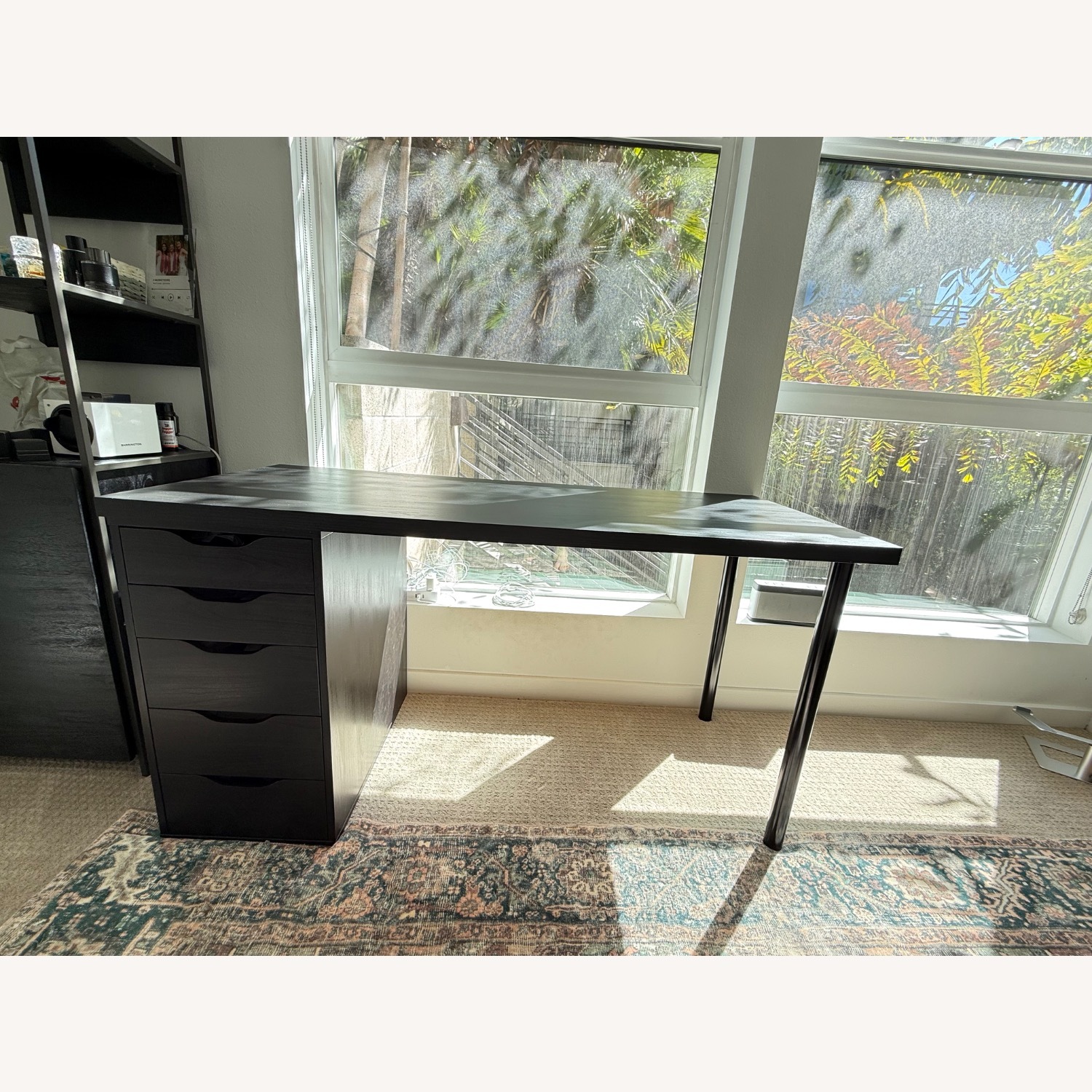 IKEA Lagkapten / Alex Black-Brown Wood Desk - image-3