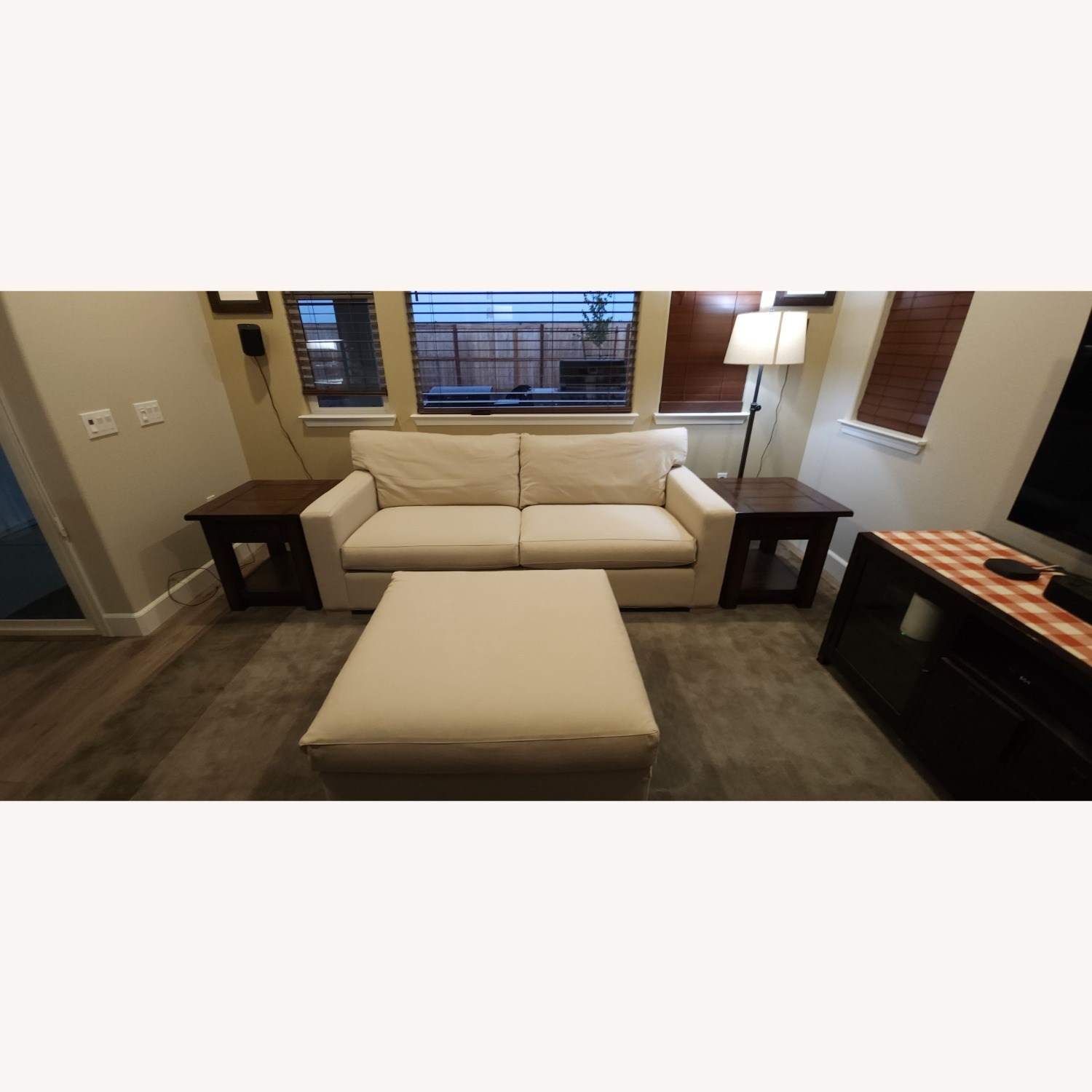 Crate & Barrel Axis II Sofa and Ottoman - image-1