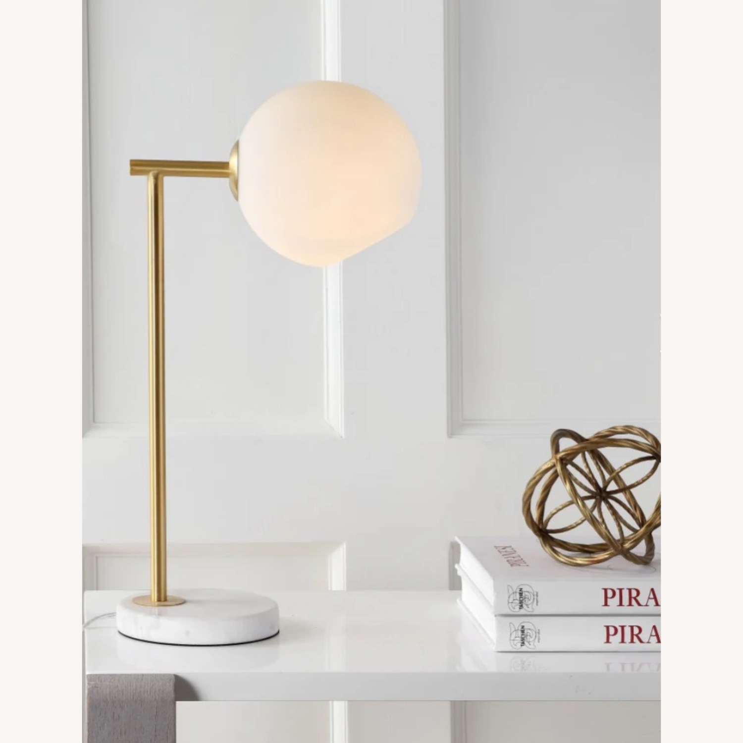 Jonathan Y White Marble Table Lamp - image-1