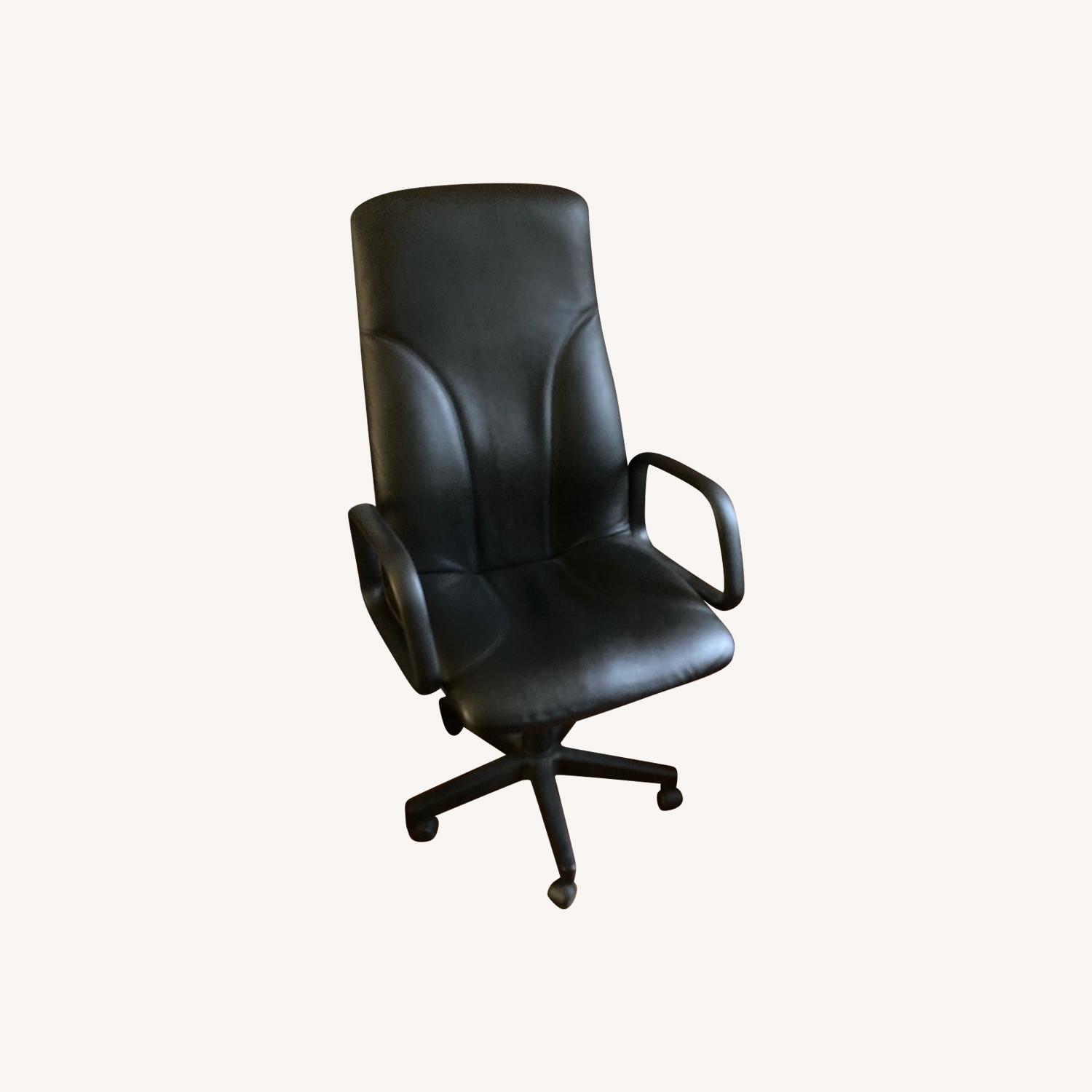 Black Leather Executive Office Chair - image-0