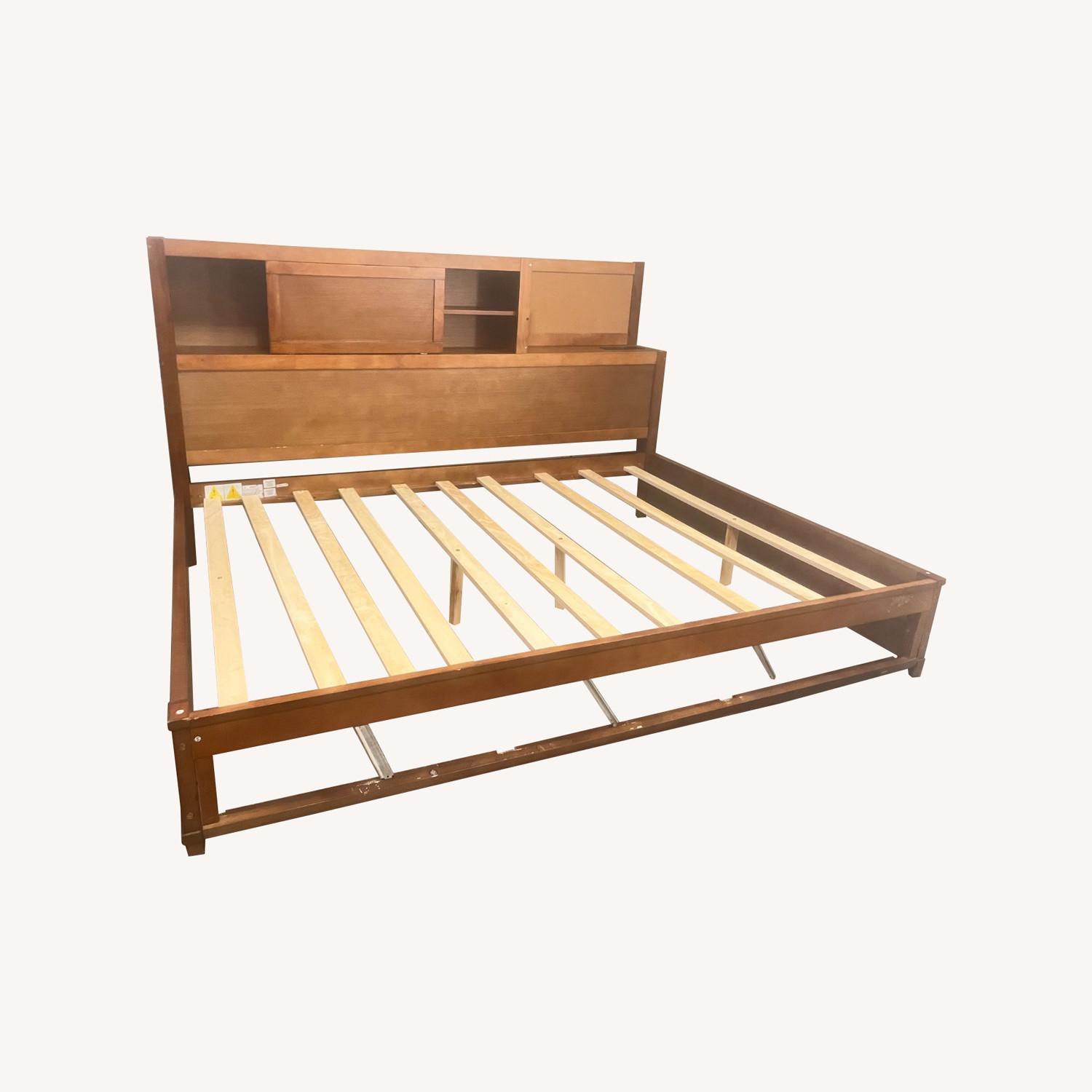 Full Size Wooden Daybed with Drawers and USB Ports - image-0
