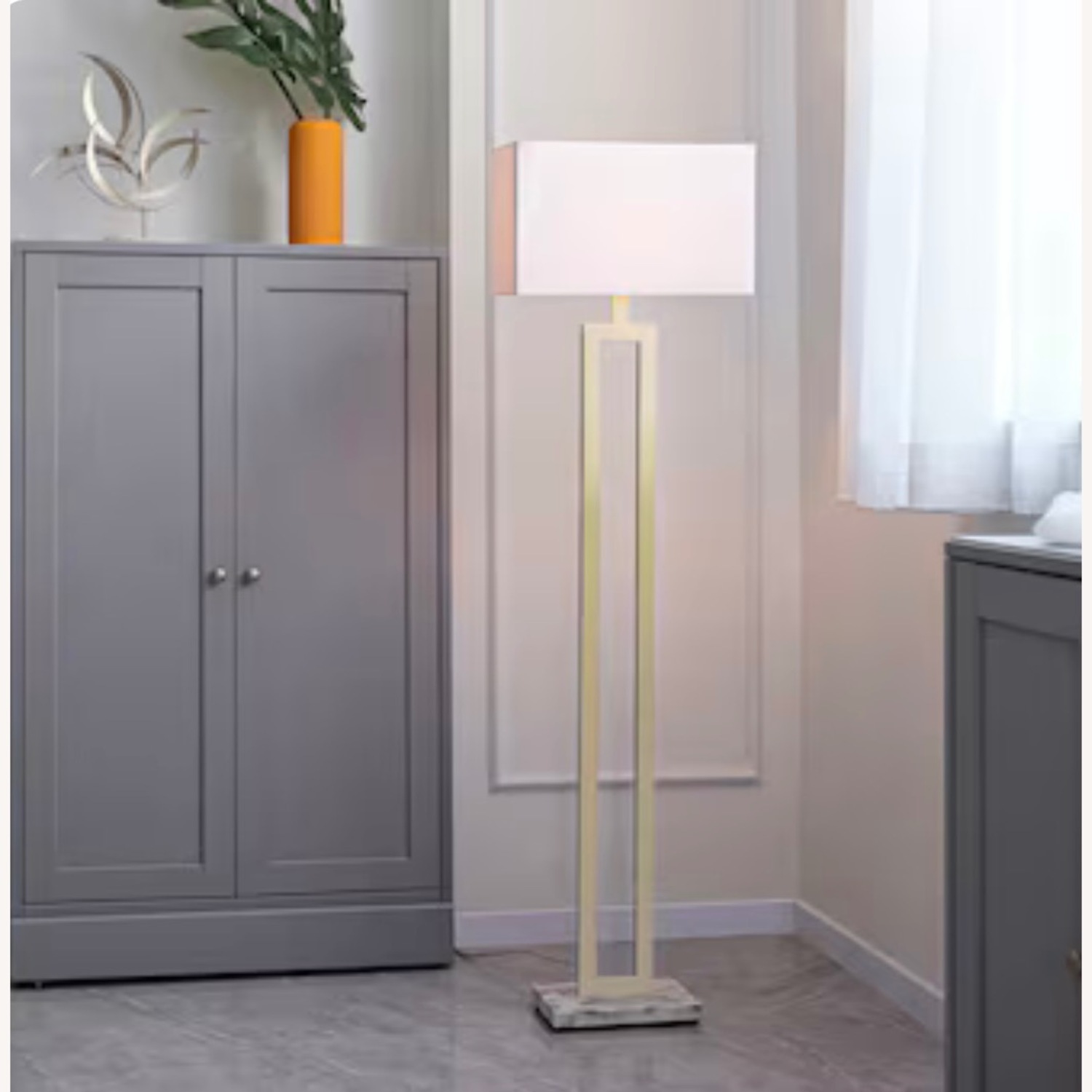 Weston Window Pane Floor Lamp – Brass - image-1