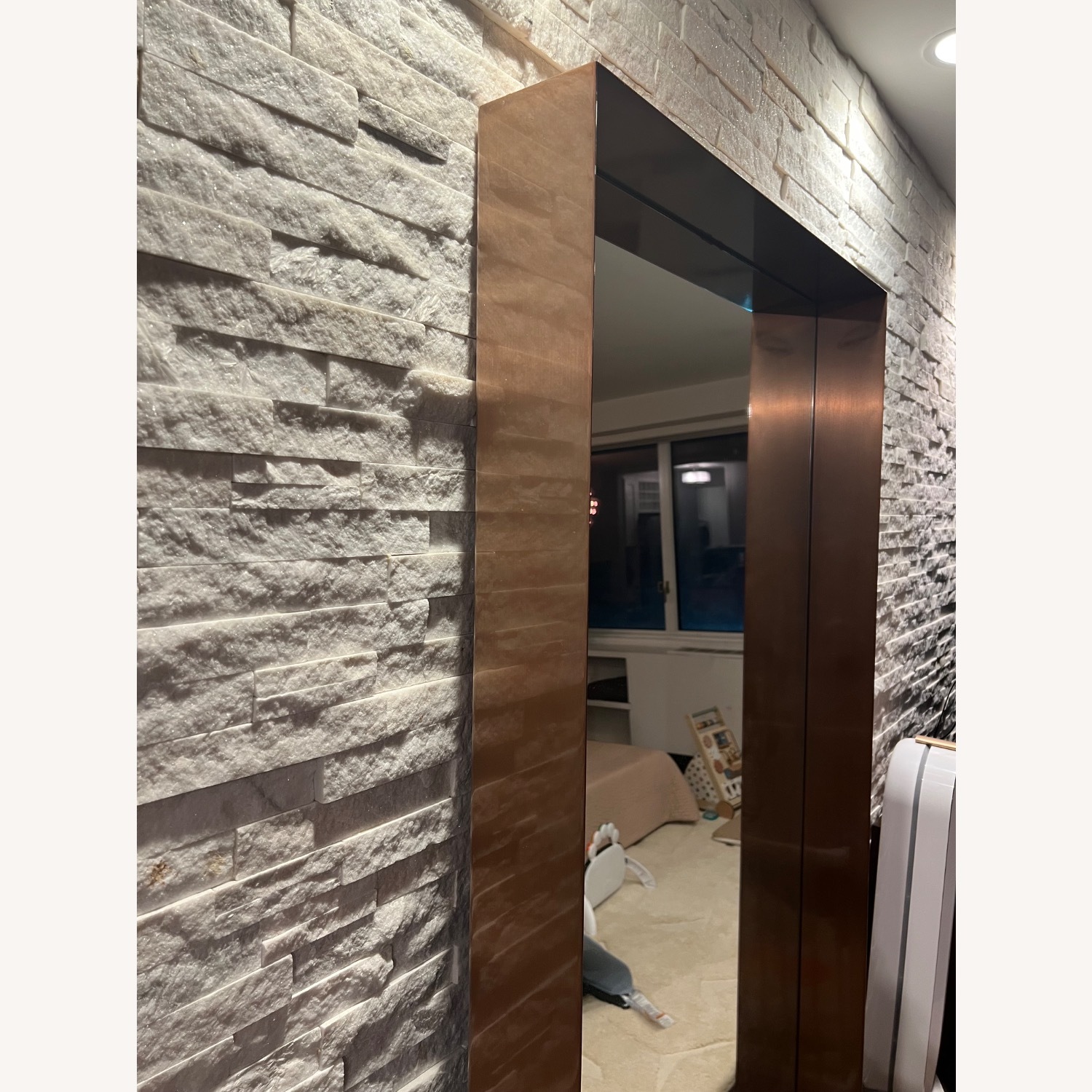 West Elm Industrial Shadowbox Floor Mirror, Copper - image-6