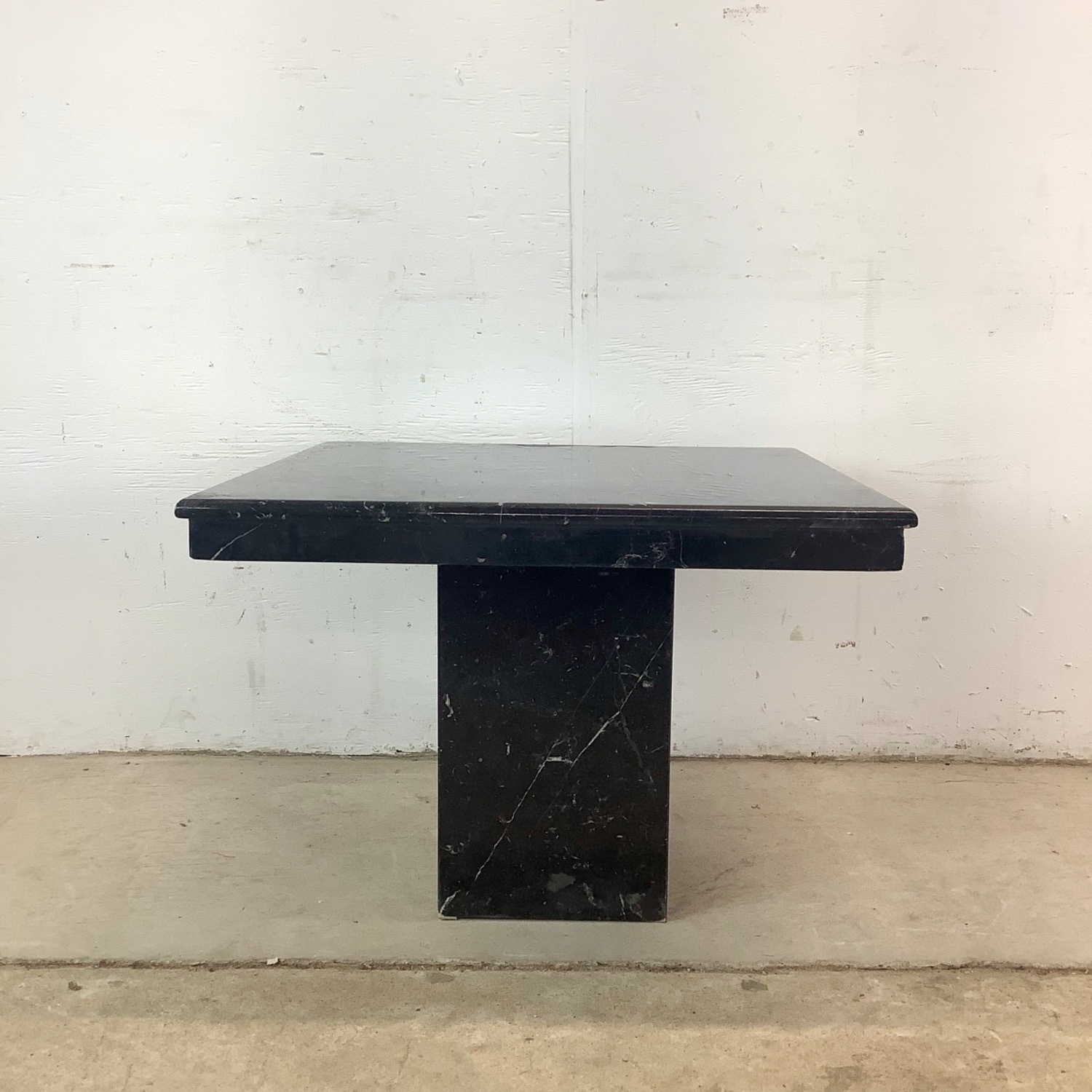 Vintage Modern Black Marble Square Side Table - image-1