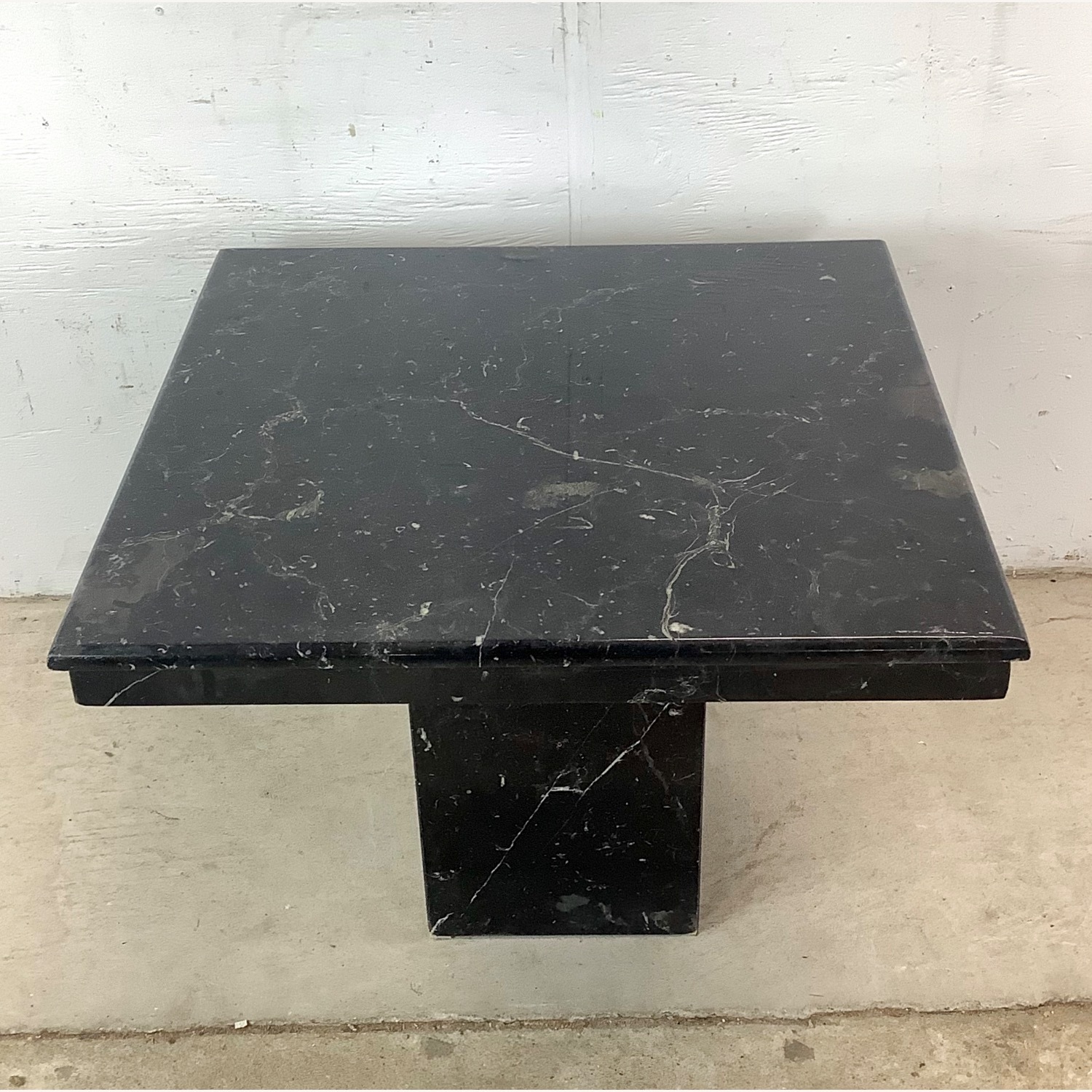 Vintage Modern Black Marble Square Side Table - image-2