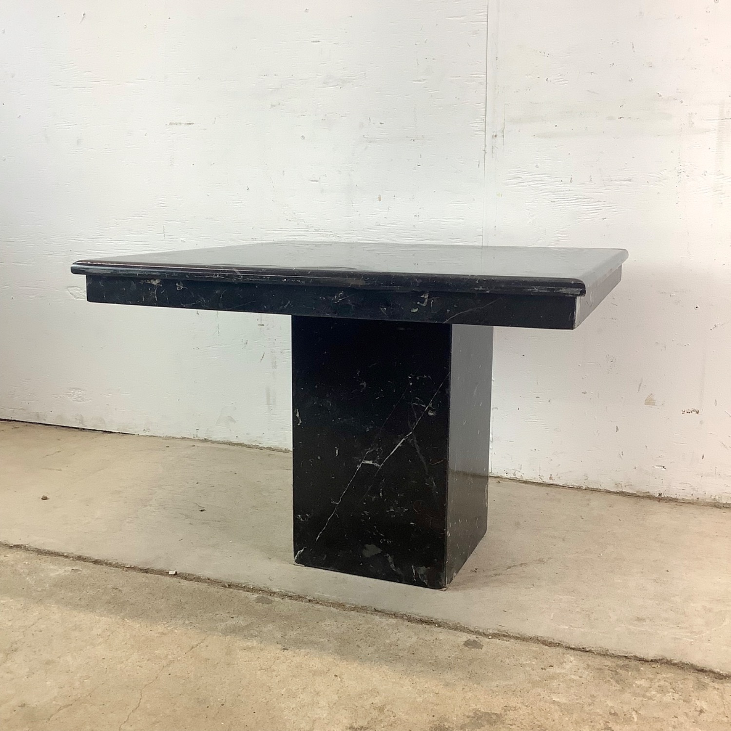 Vintage Modern Black Marble Square Side Table - image-8