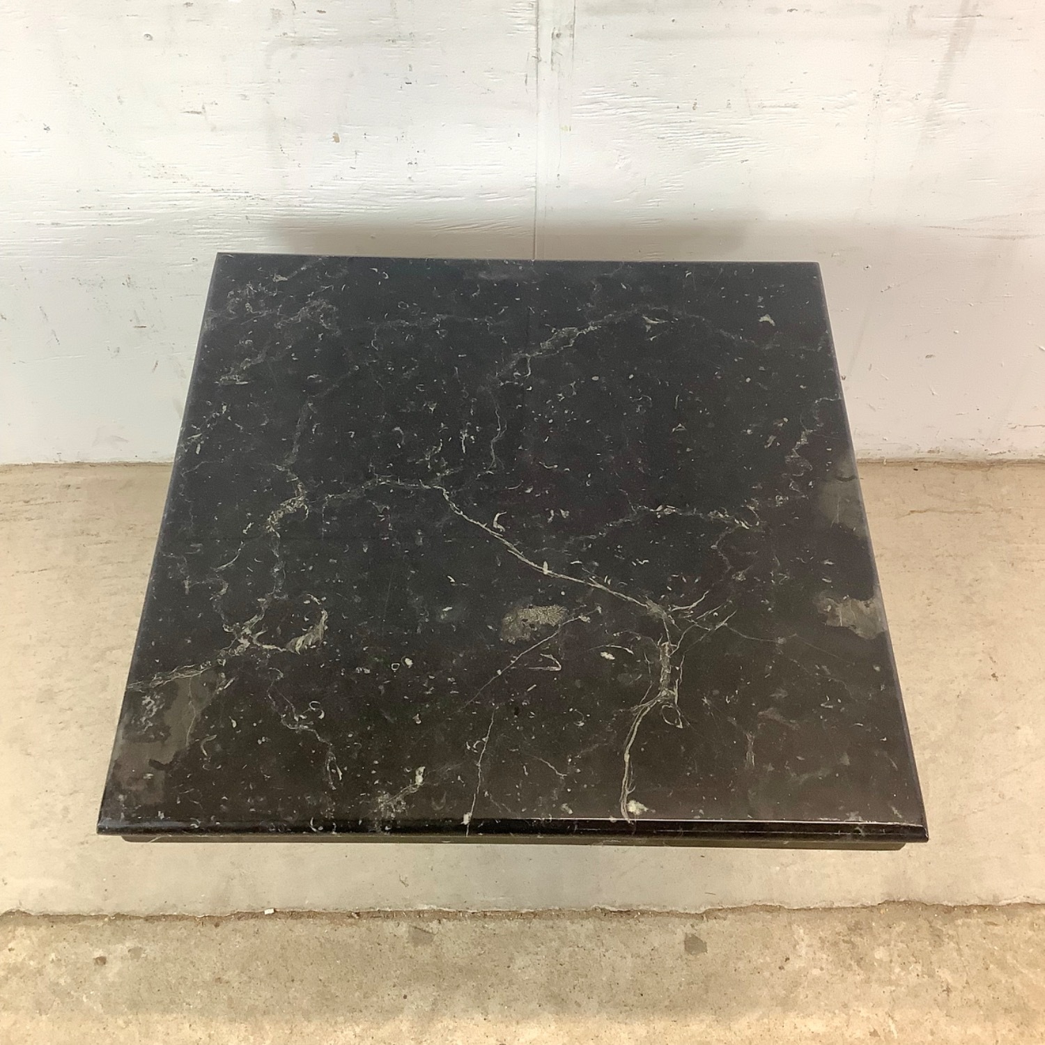 Vintage Modern Black Marble Square Side Table - image-3