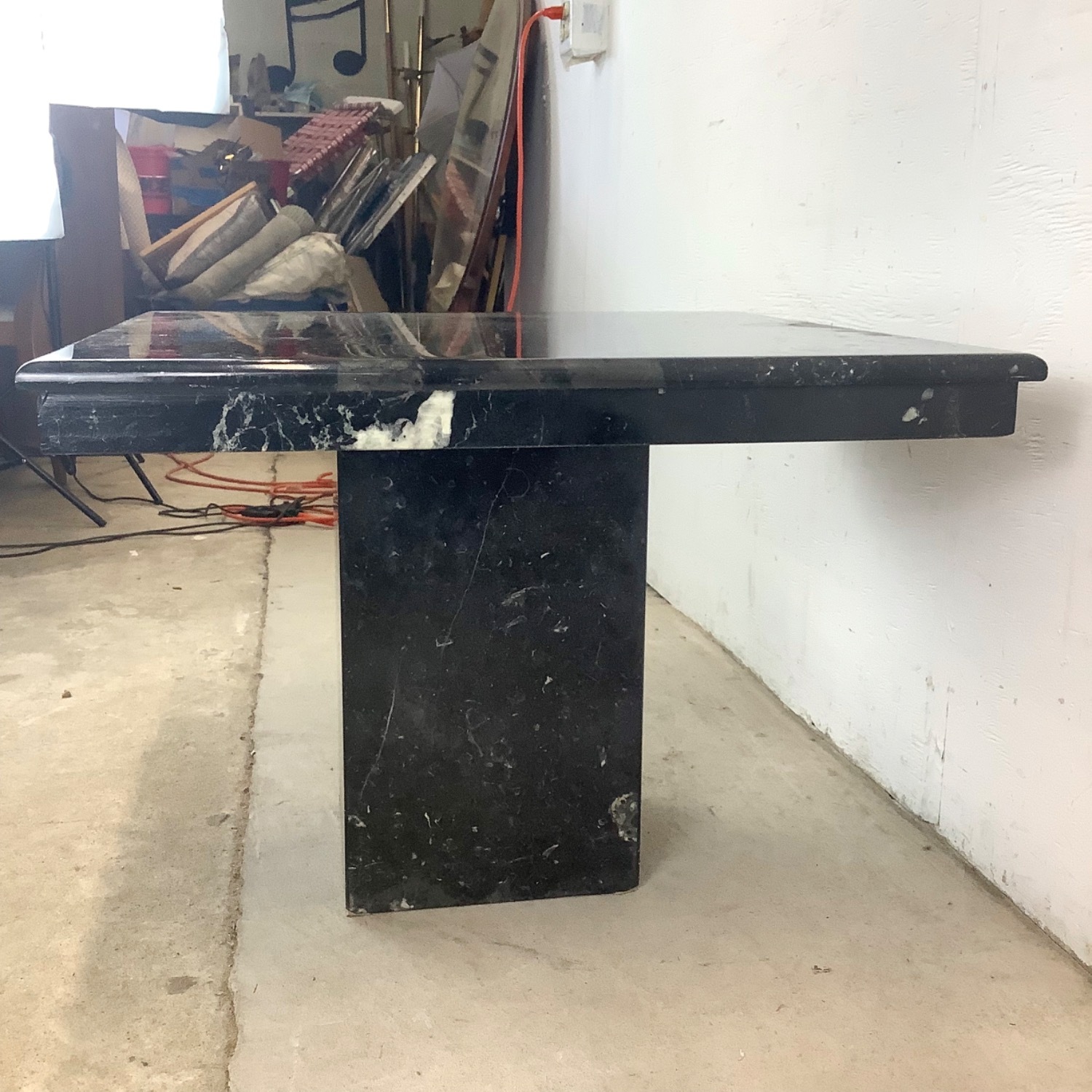 Vintage Modern Black Marble Square Side Table - image-14