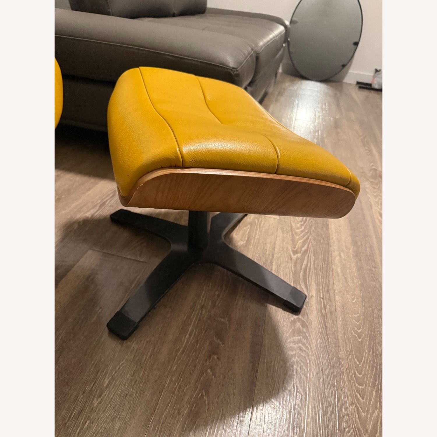 Modani Rowen Yellow Leather Chair & Ottoman - image-4