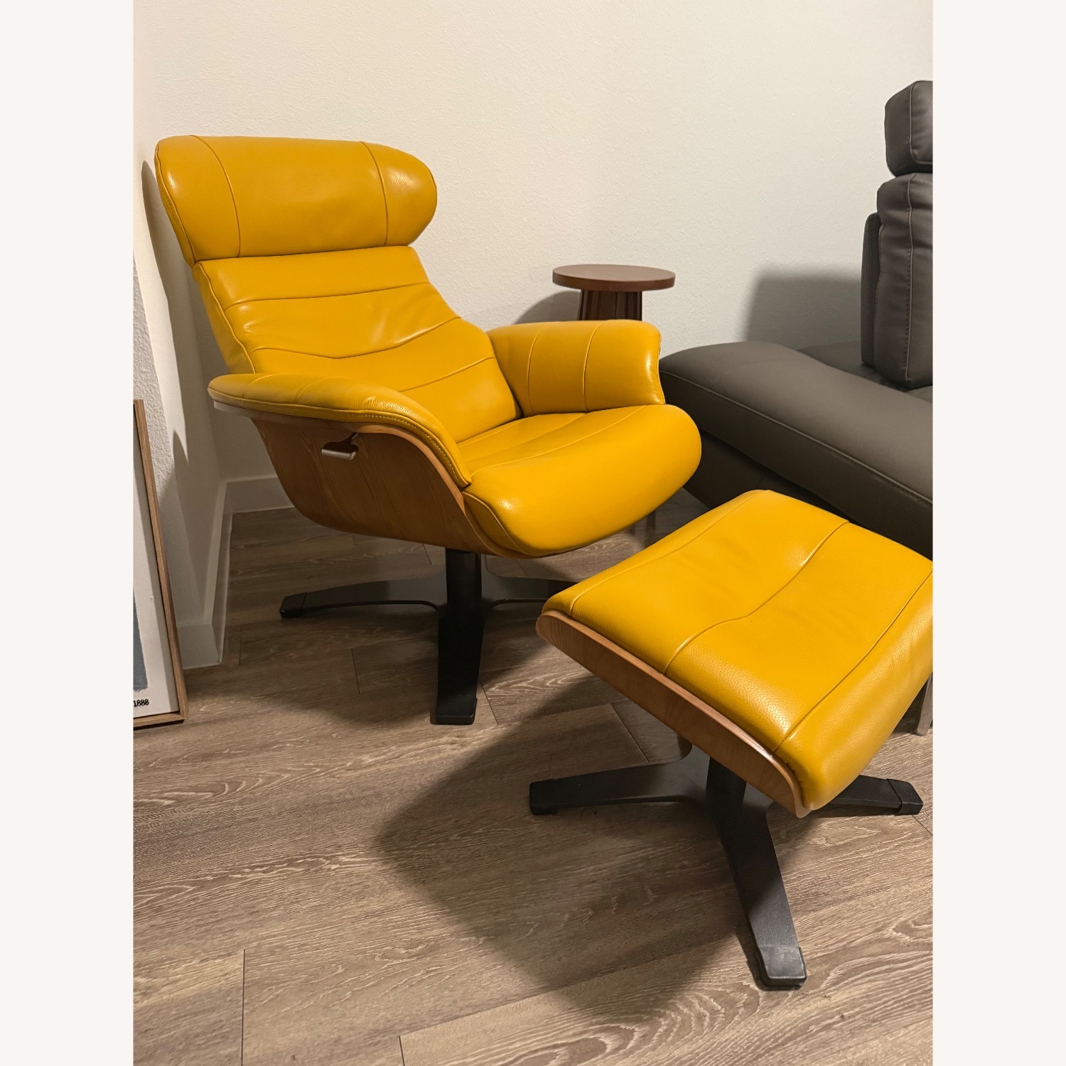 Modani Rowen Yellow Leather Chair & Ottoman - image-3