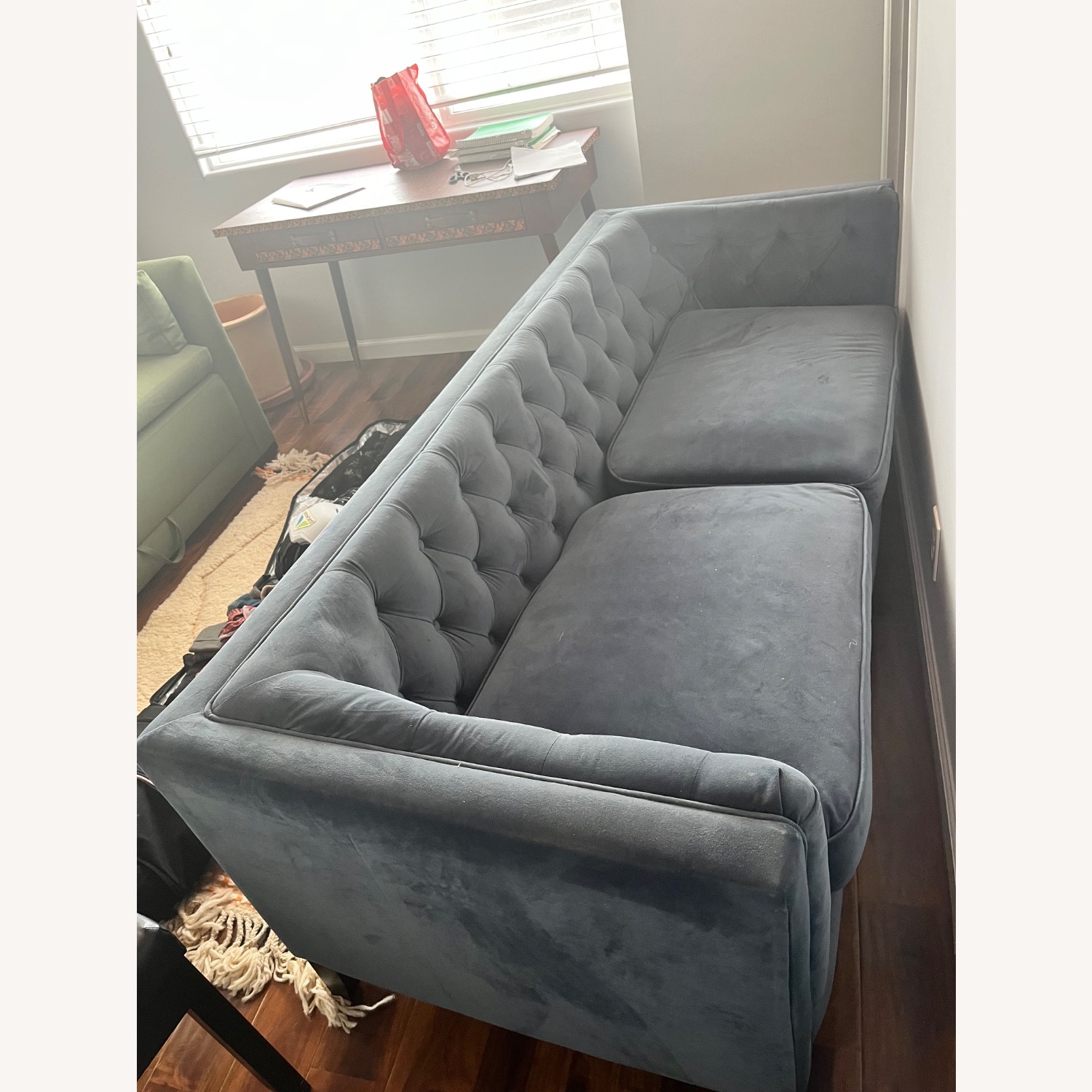 World Market Kendall Blue Velvet 2 Seater Sofa - image-2