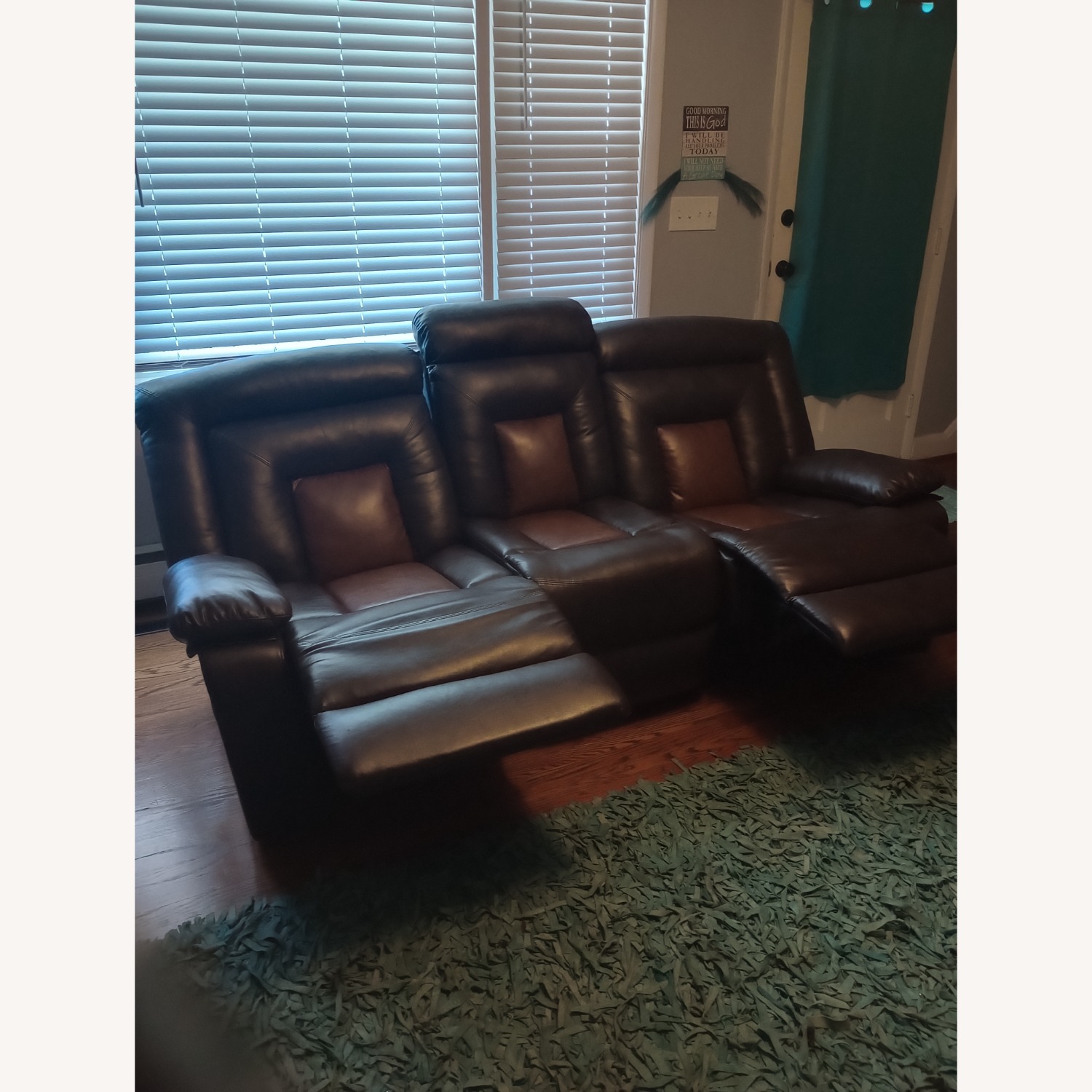Leather Double Recliner With Cup Holders - image-3