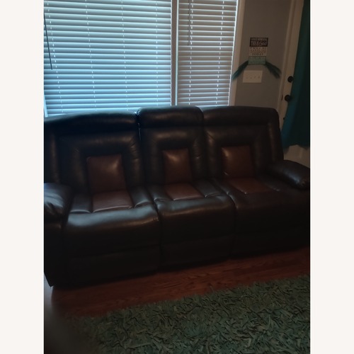 Used Leather Double Recliner With Cup Holders for sale on AptDeco
