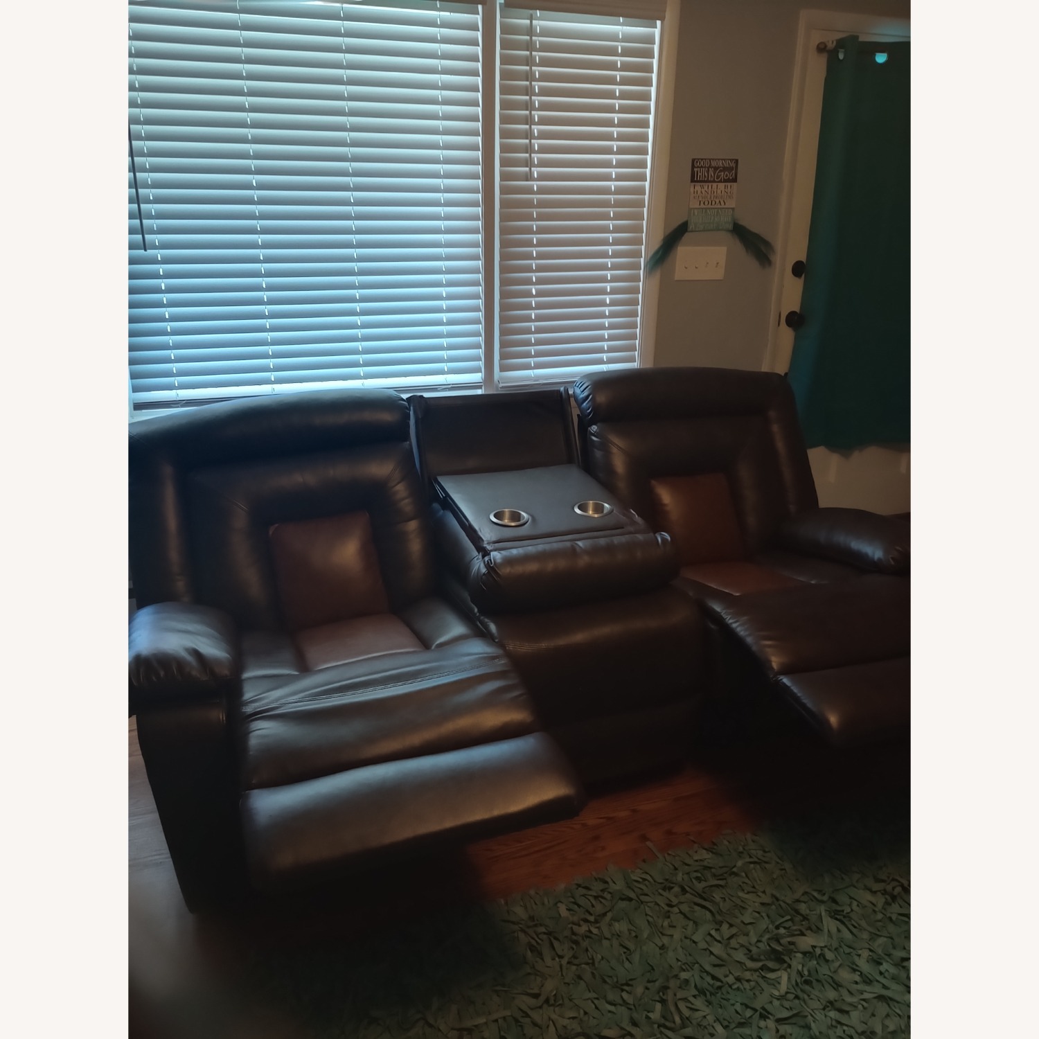 Leather Double Recliner With Cup Holders - image-4