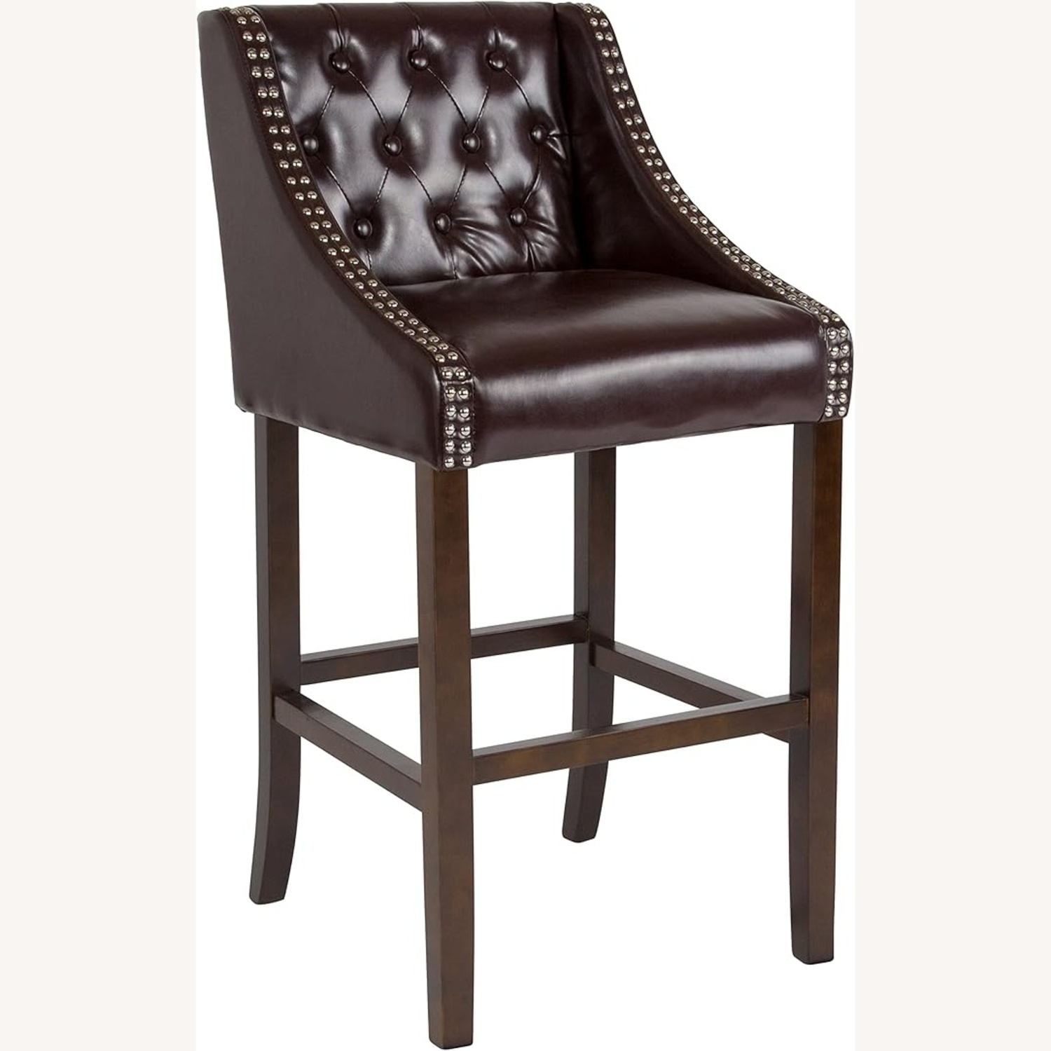 Brown Leather Height Stool Dining Chair - image-6
