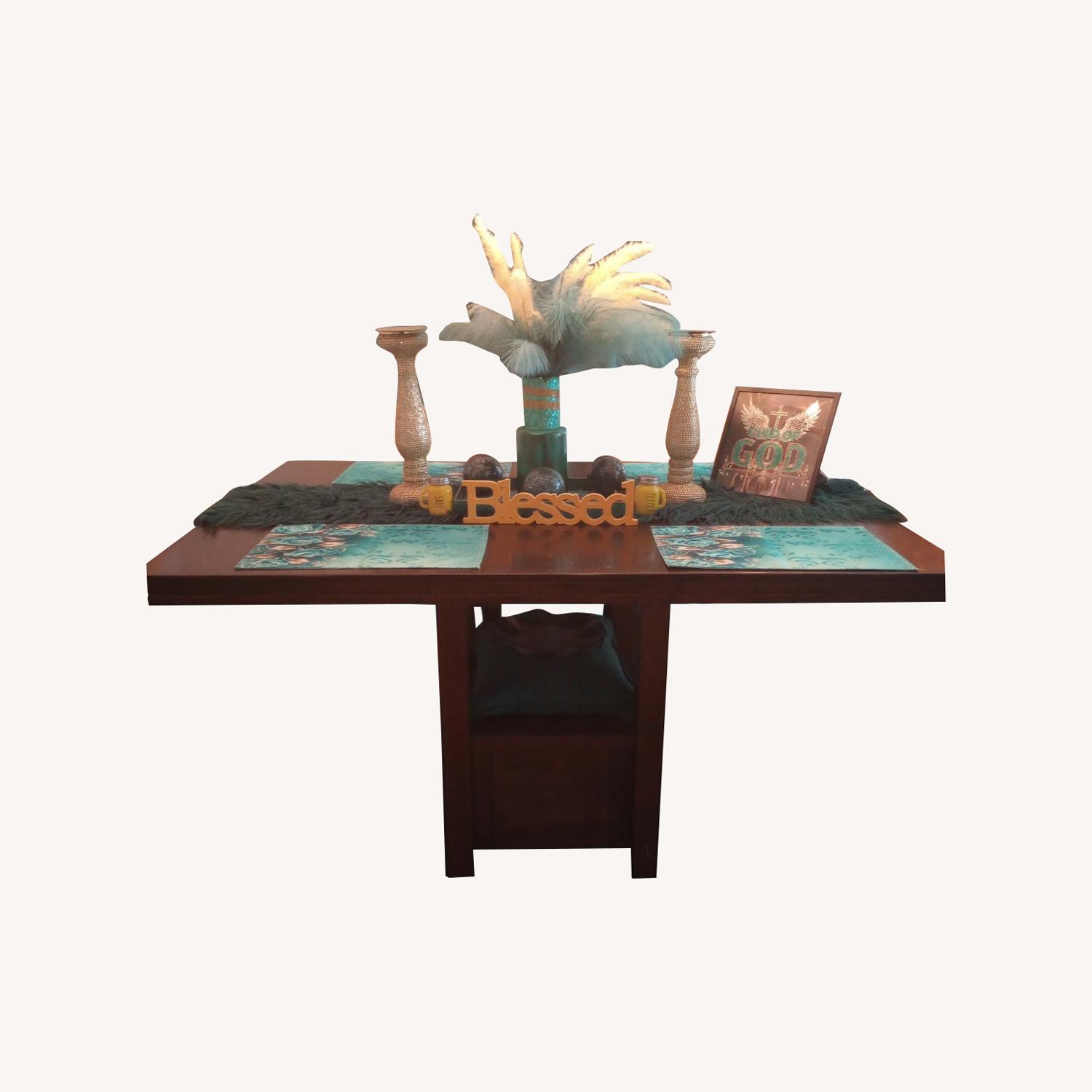 Value City Furniture Dark Brown Wood Dining Table - image-0