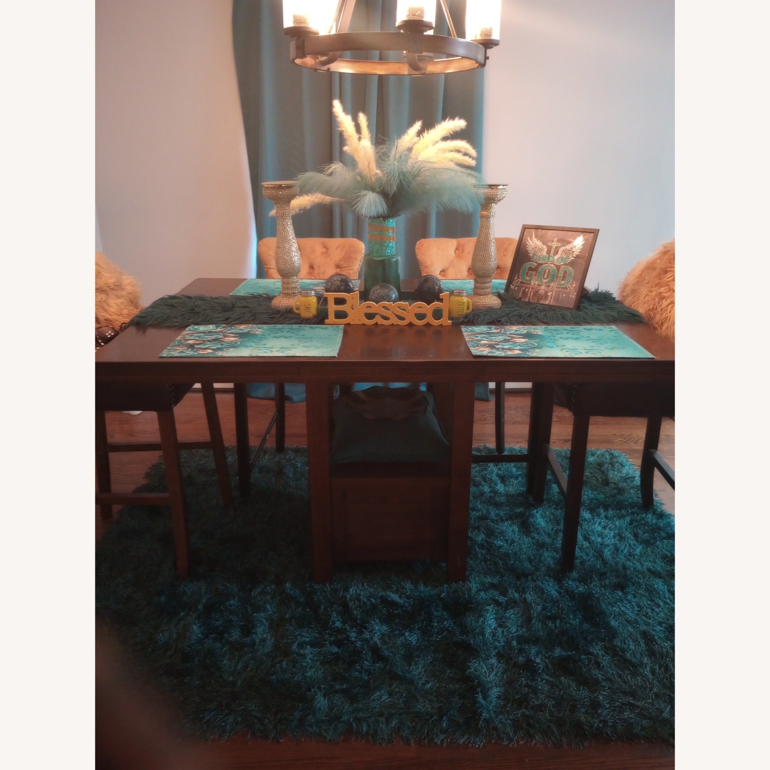 Value City Furniture Dark Brown Wood Dining Table - image-1