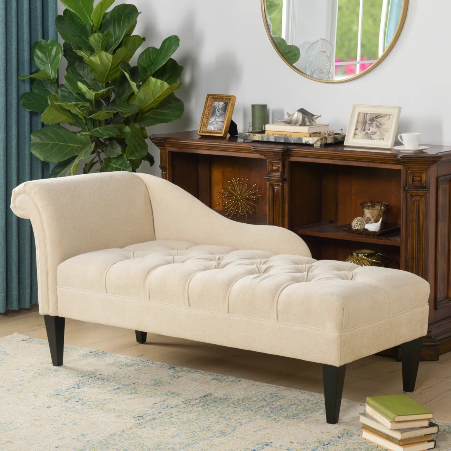 Wayfair White Linen Chaise Lounge - image-3