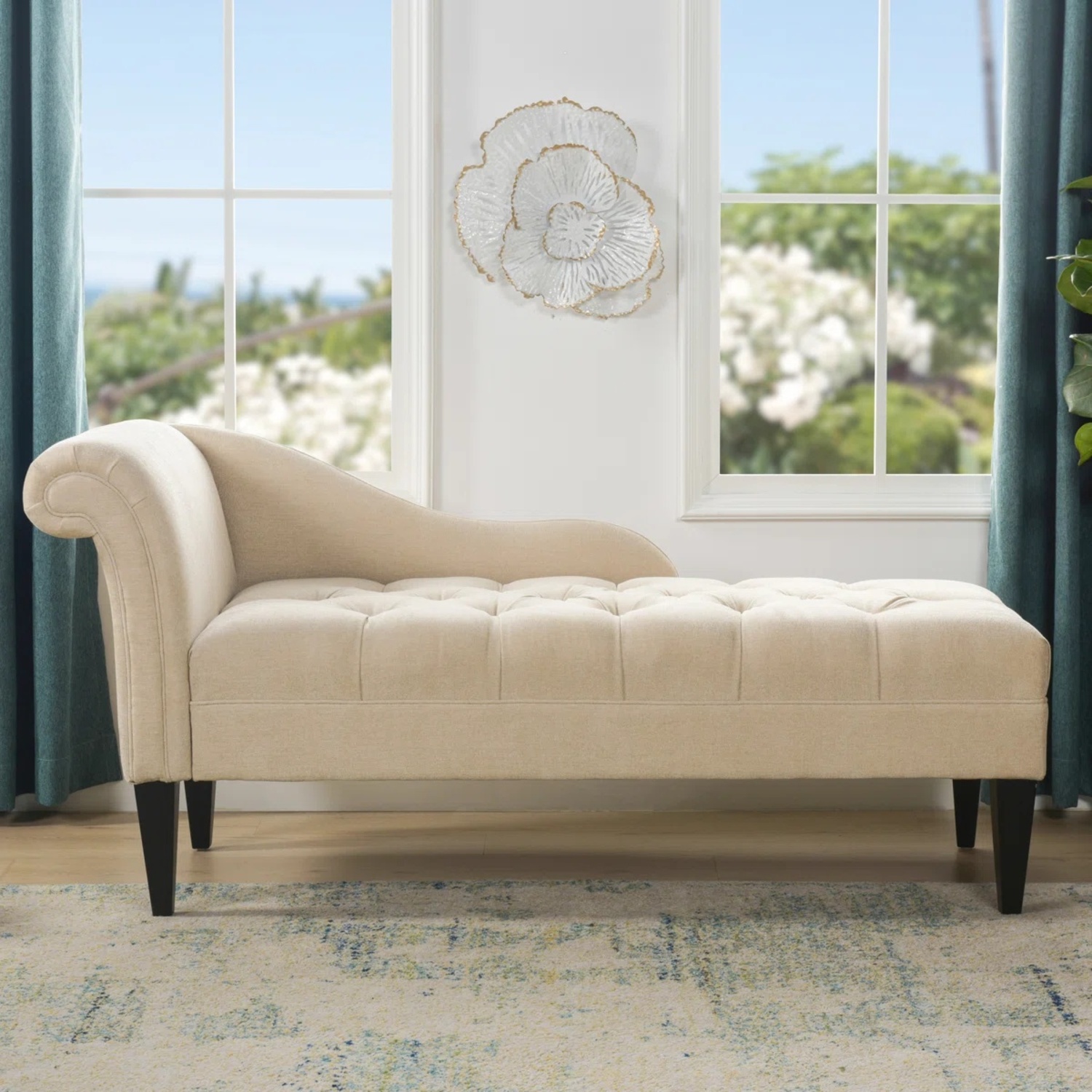 Wayfair White Linen Chaise Lounge - image-5