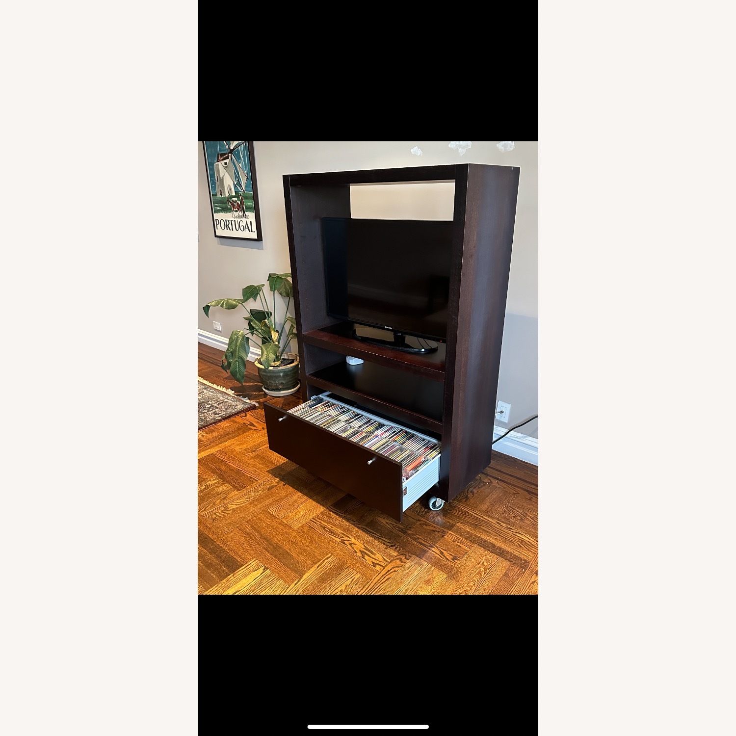 Dark Brown Wood Media Storage - image-1