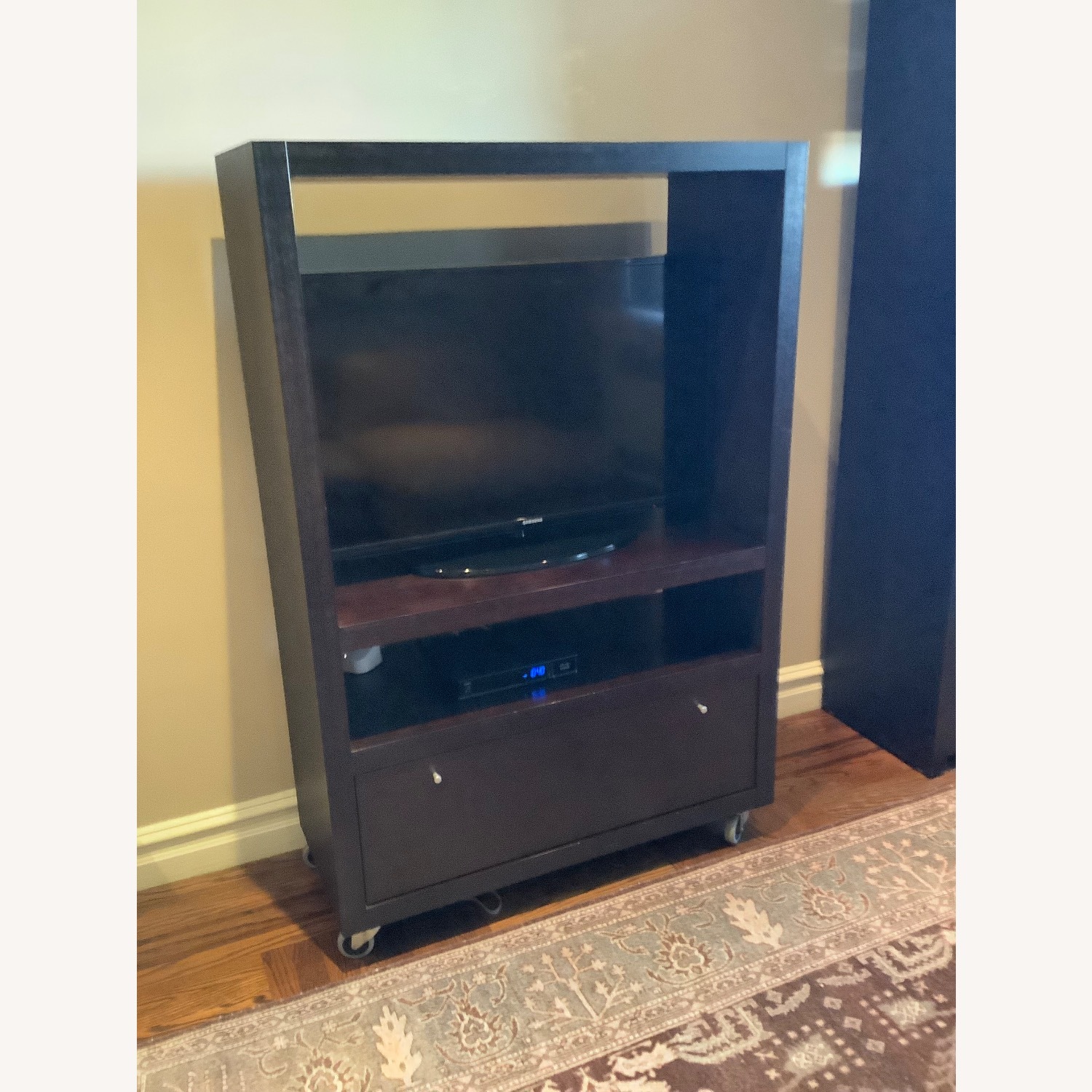 Dark Brown Wood Media Storage - image-2