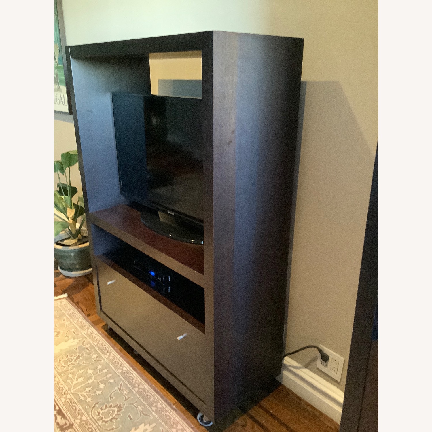 Dark Brown Wood Media Storage - image-4