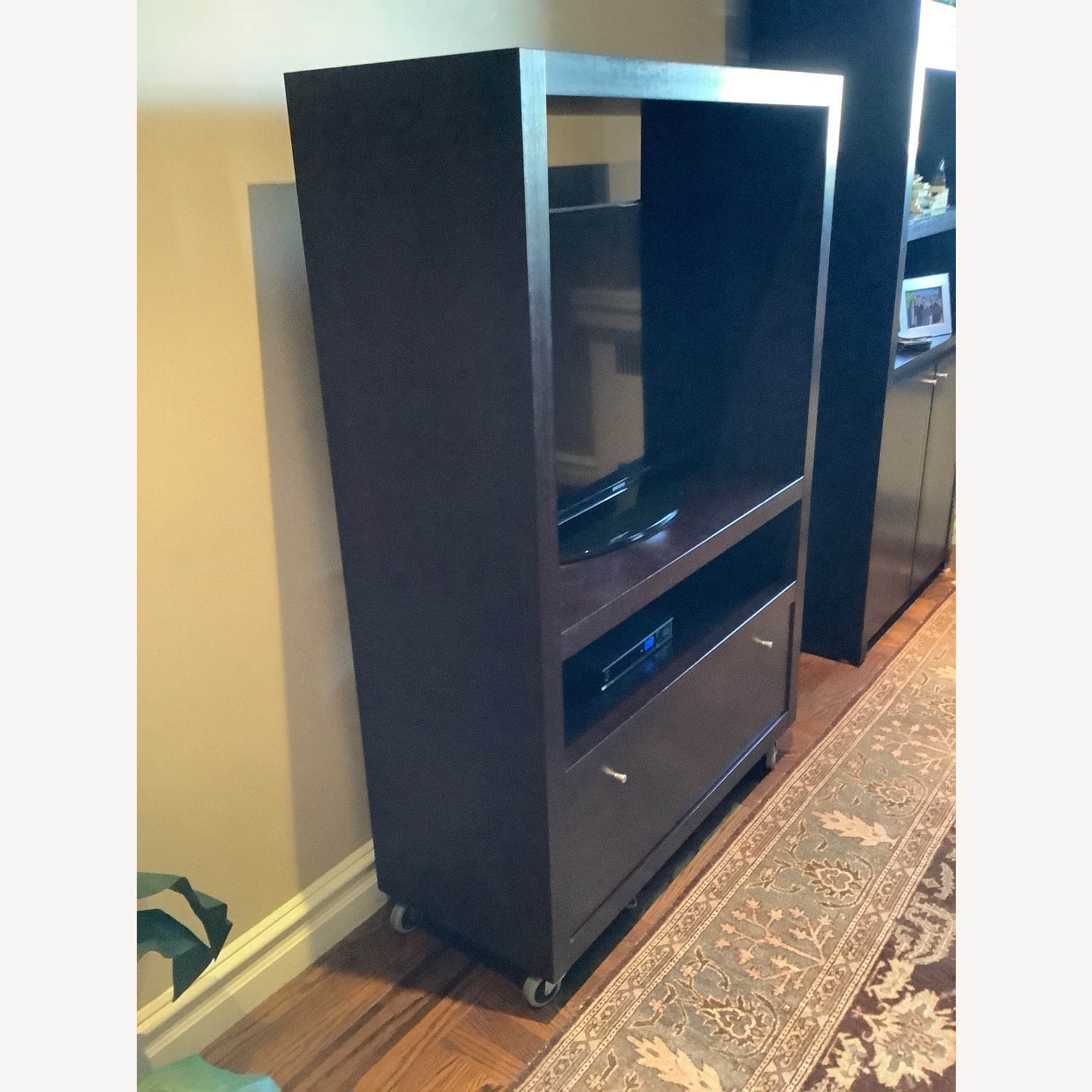 Dark Brown Wood Media Storage - image-3