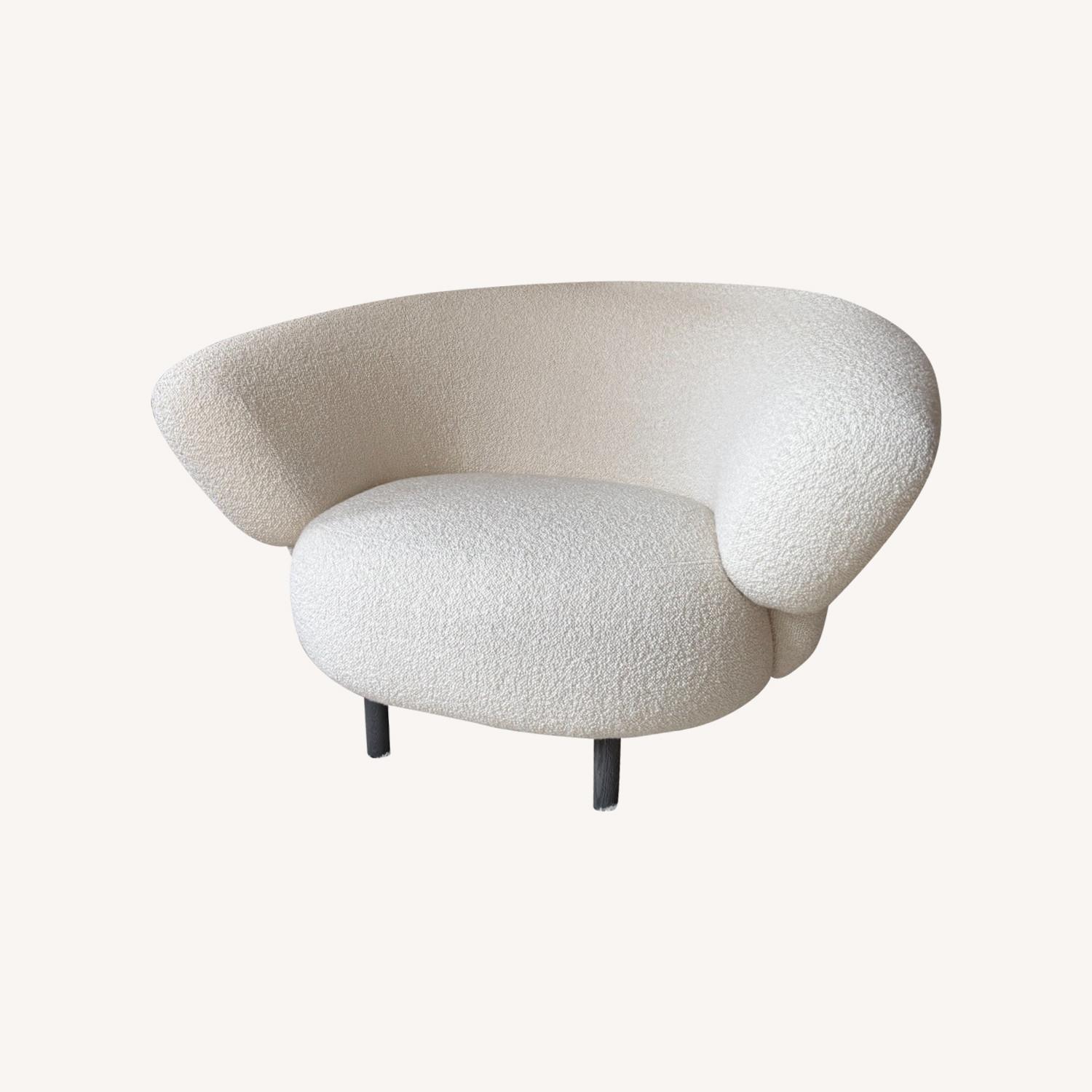 Designer White Boucle Accent Chairs (x2) - image-0