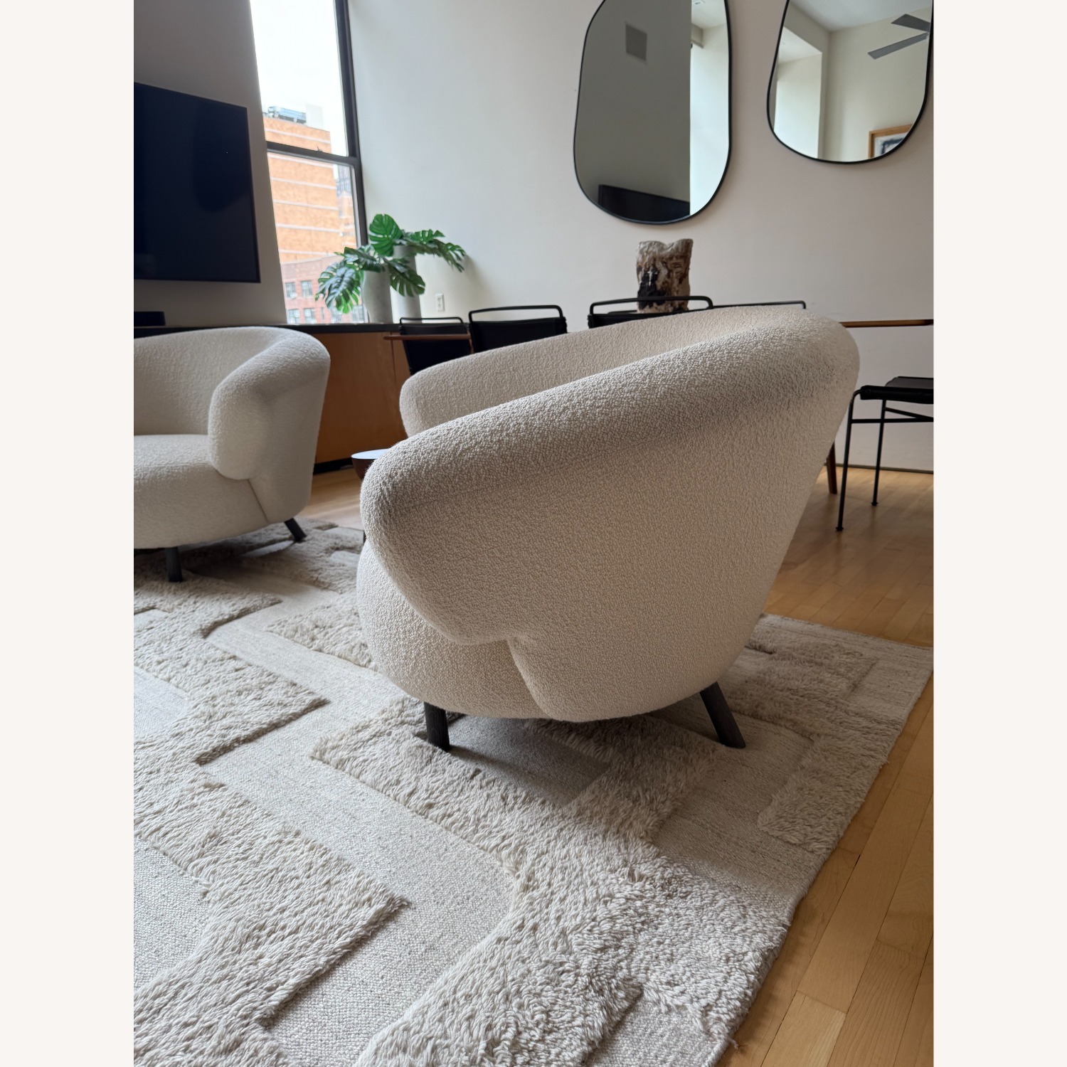 Designer White Boucle Accent Chairs (x2) - image-6