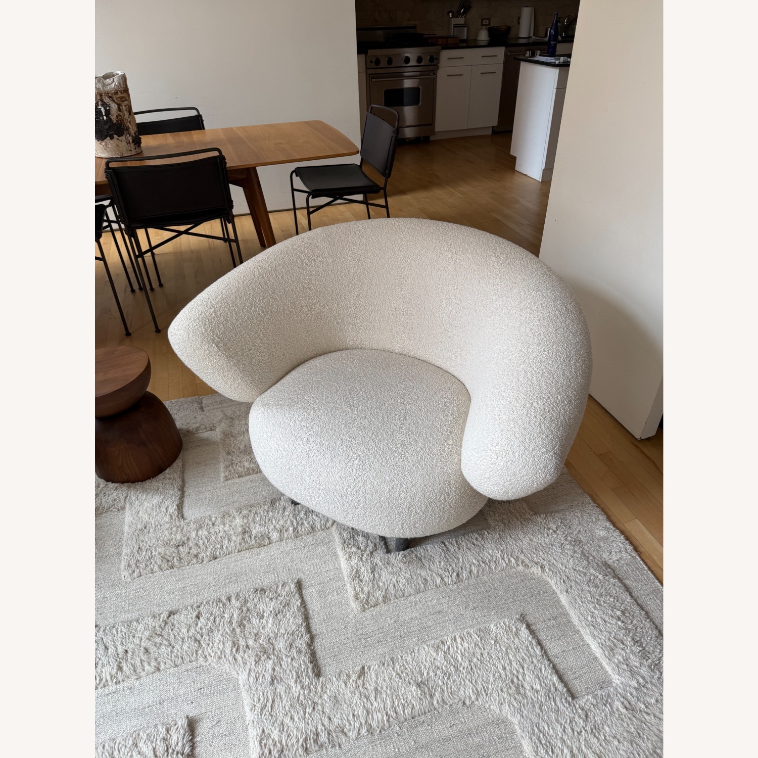 Designer White Boucle Accent Chairs (x2) - image-7