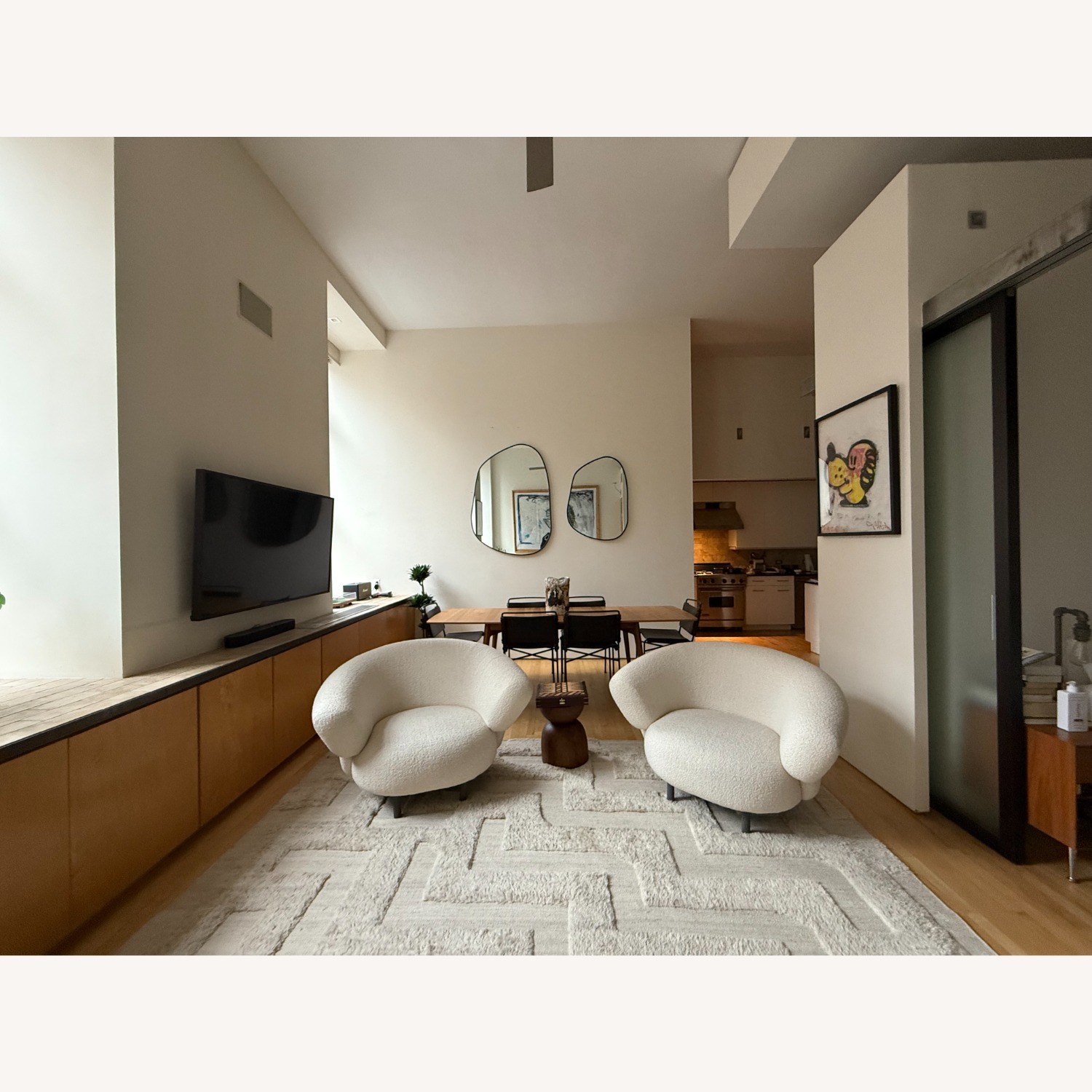 Designer White Boucle Accent Chairs (x2) - image-2