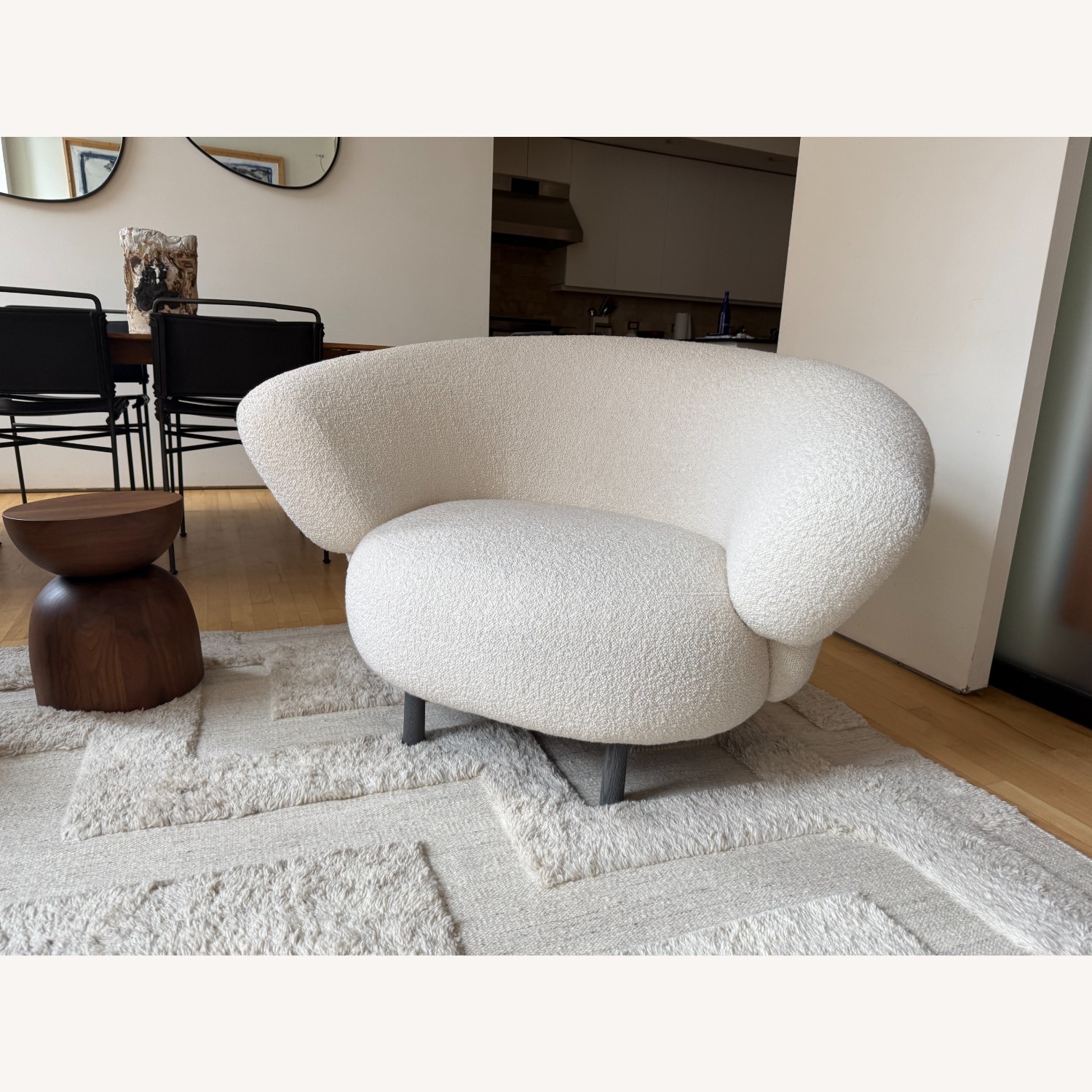 Designer White Boucle Accent Chairs (x2) - image-8