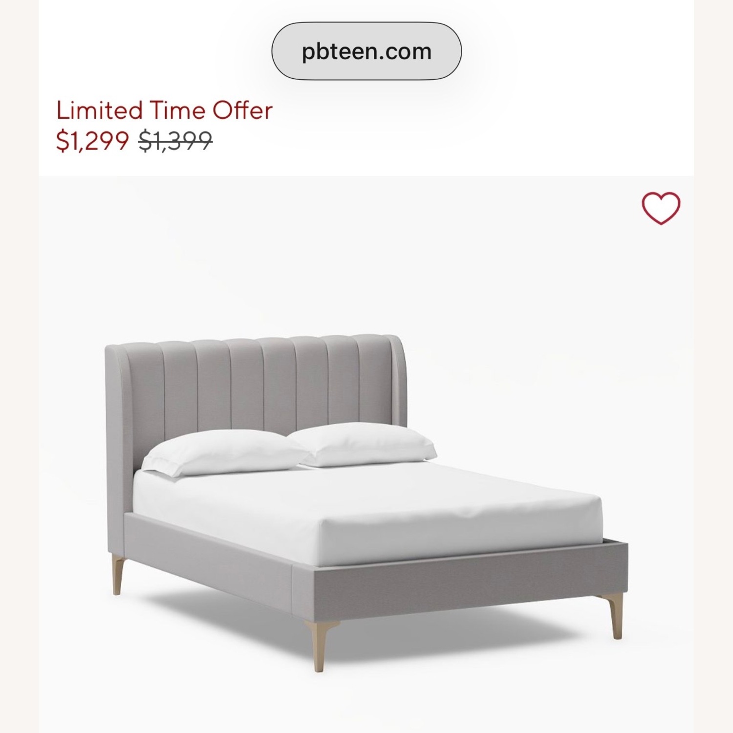 Pottery Barn Teen Avalon Grey Velvet Queen Bed - image-1