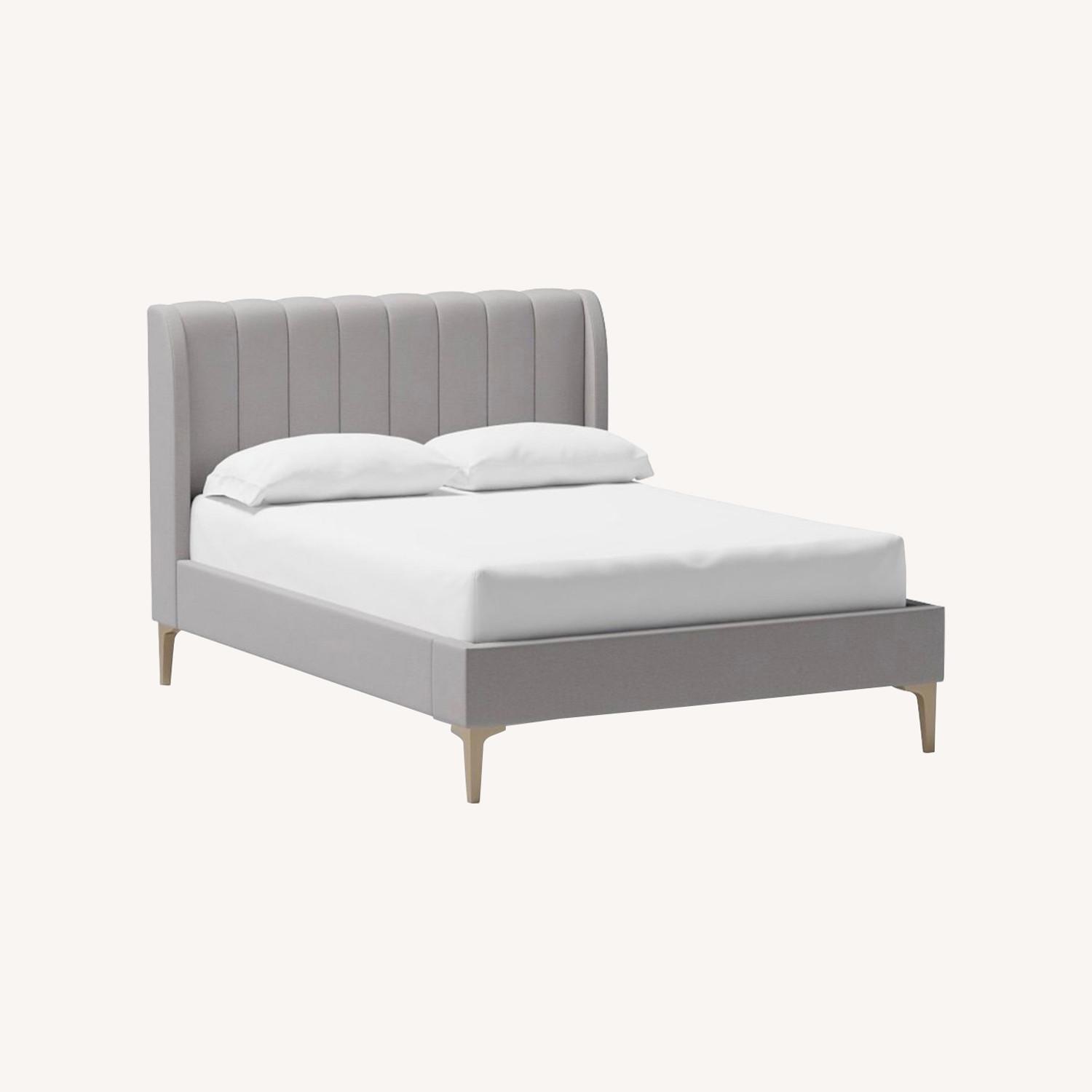 Pottery Barn Teen Avalon Grey Velvet Queen Bed - image-0