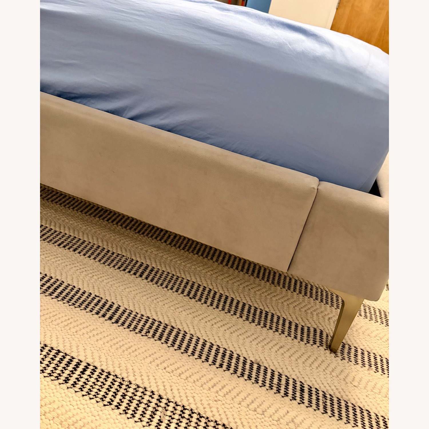 Pottery Barn Teen Avalon Grey Velvet Queen Bed - image-3