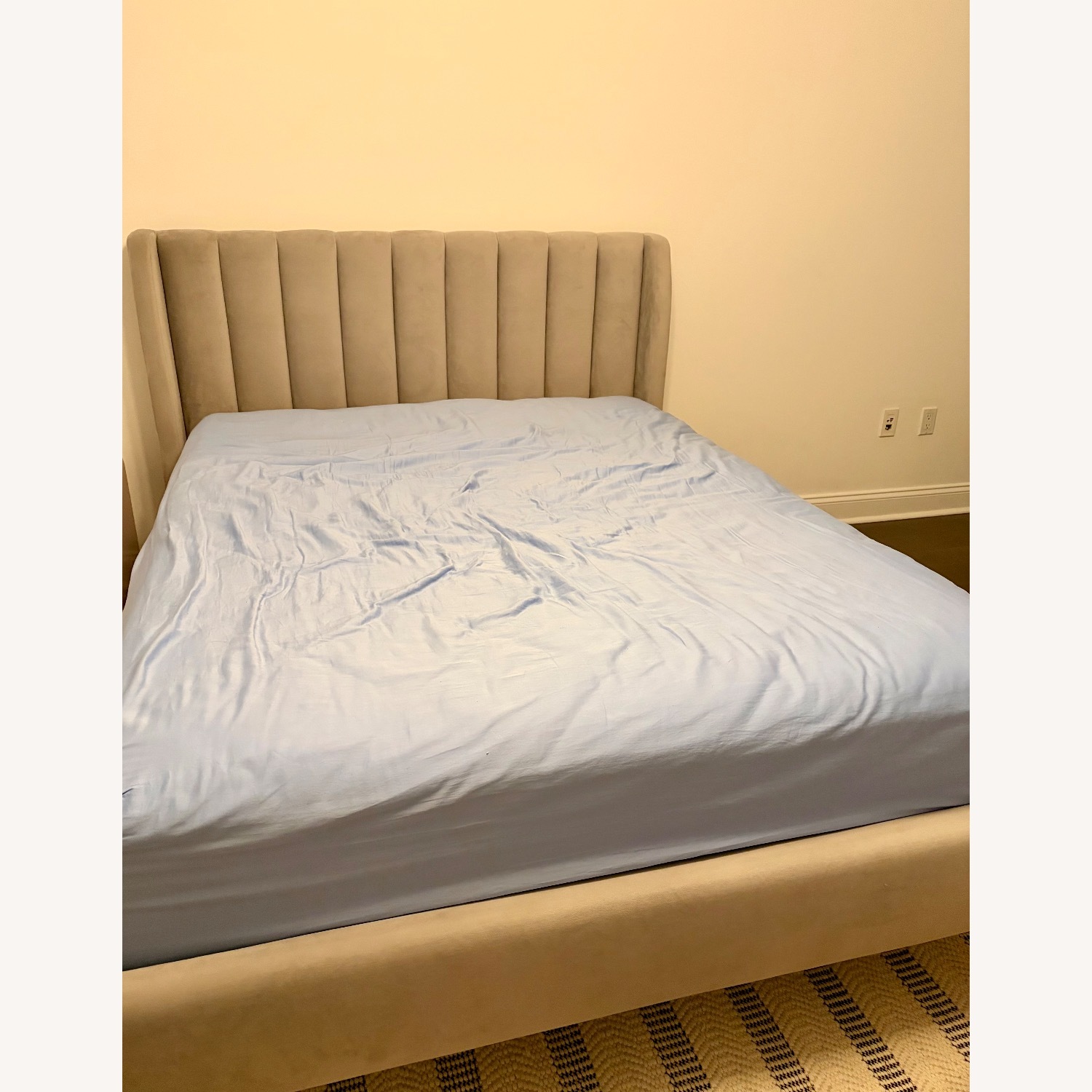 Pottery Barn Teen Avalon Grey Velvet Queen Bed - image-2