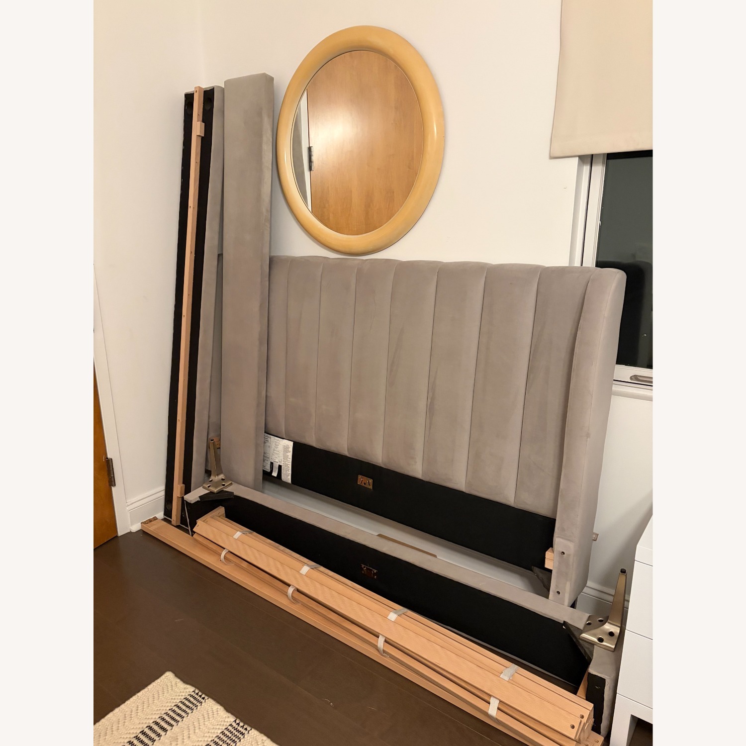 Pottery Barn Teen Avalon Grey Velvet Queen Bed - image-6