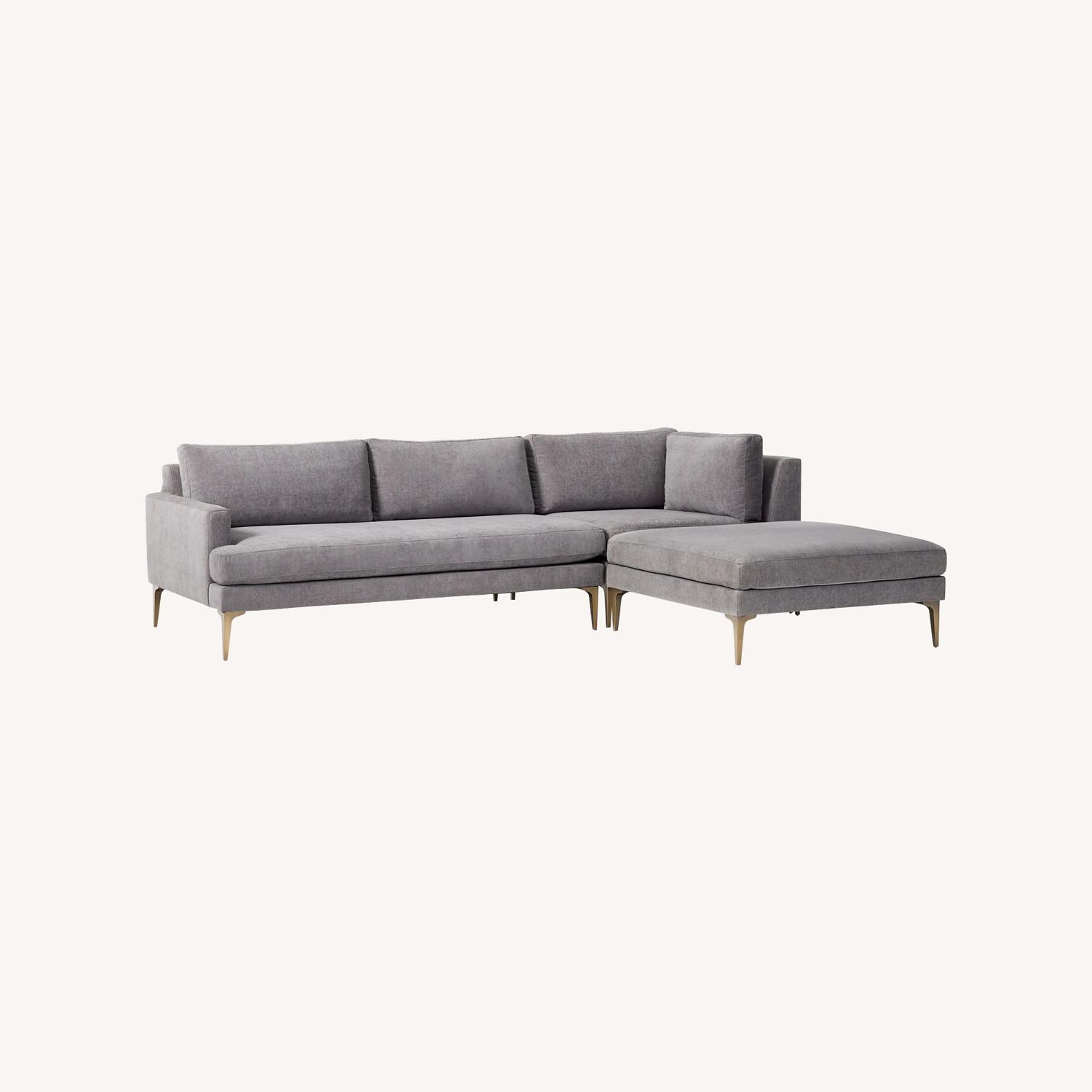 West Elm Andes Light Gray Fabric 2 Piece Sectional - image-0