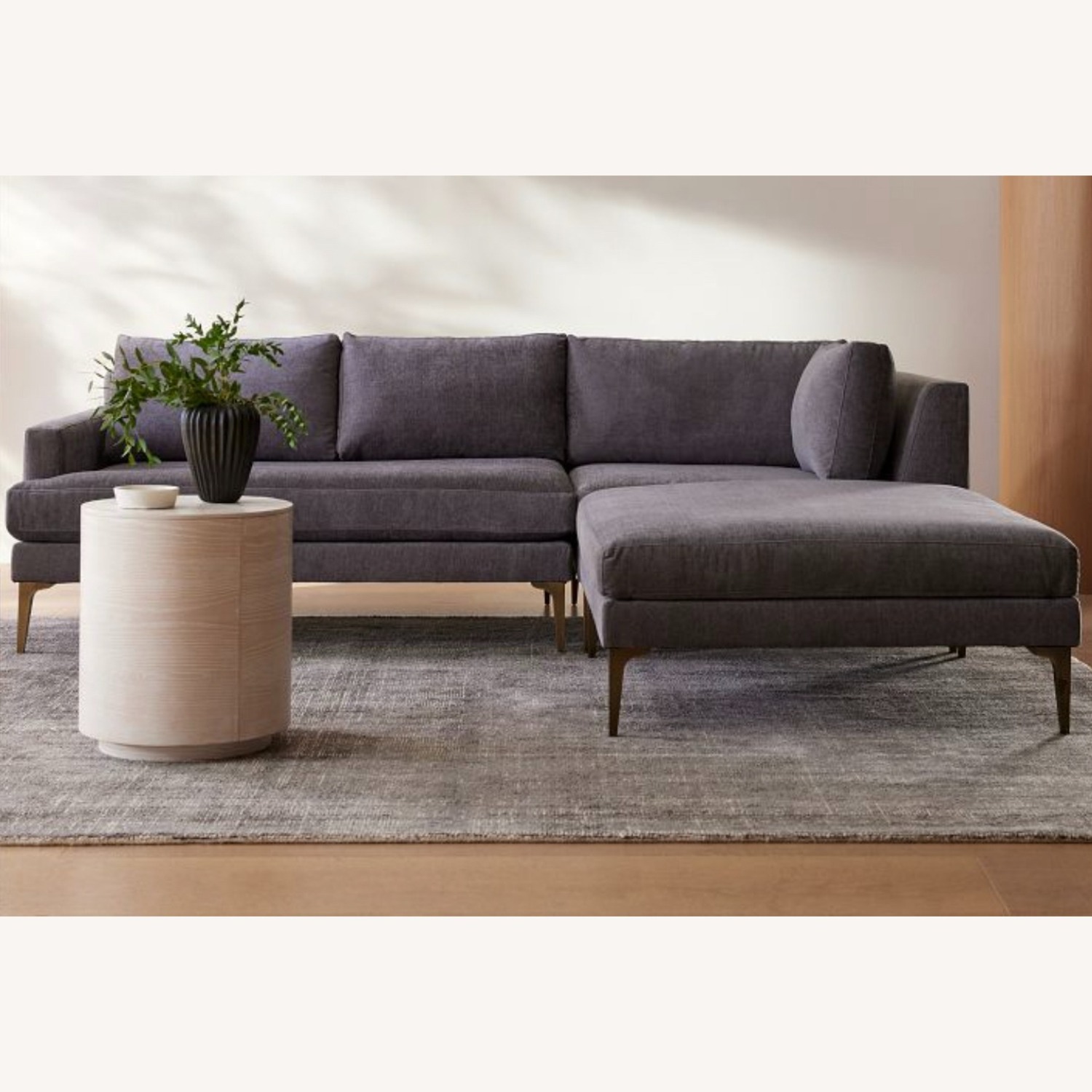 West Elm Andes Light Gray Fabric 2 Piece Sectional - image-4