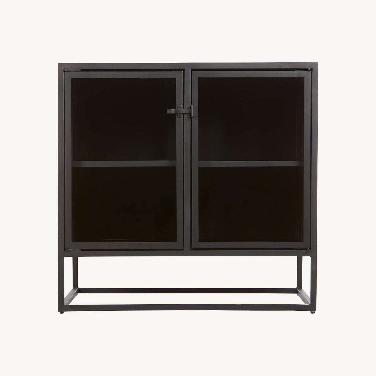 Crate & Barrel Casement Black Metal Media Storage - image-0