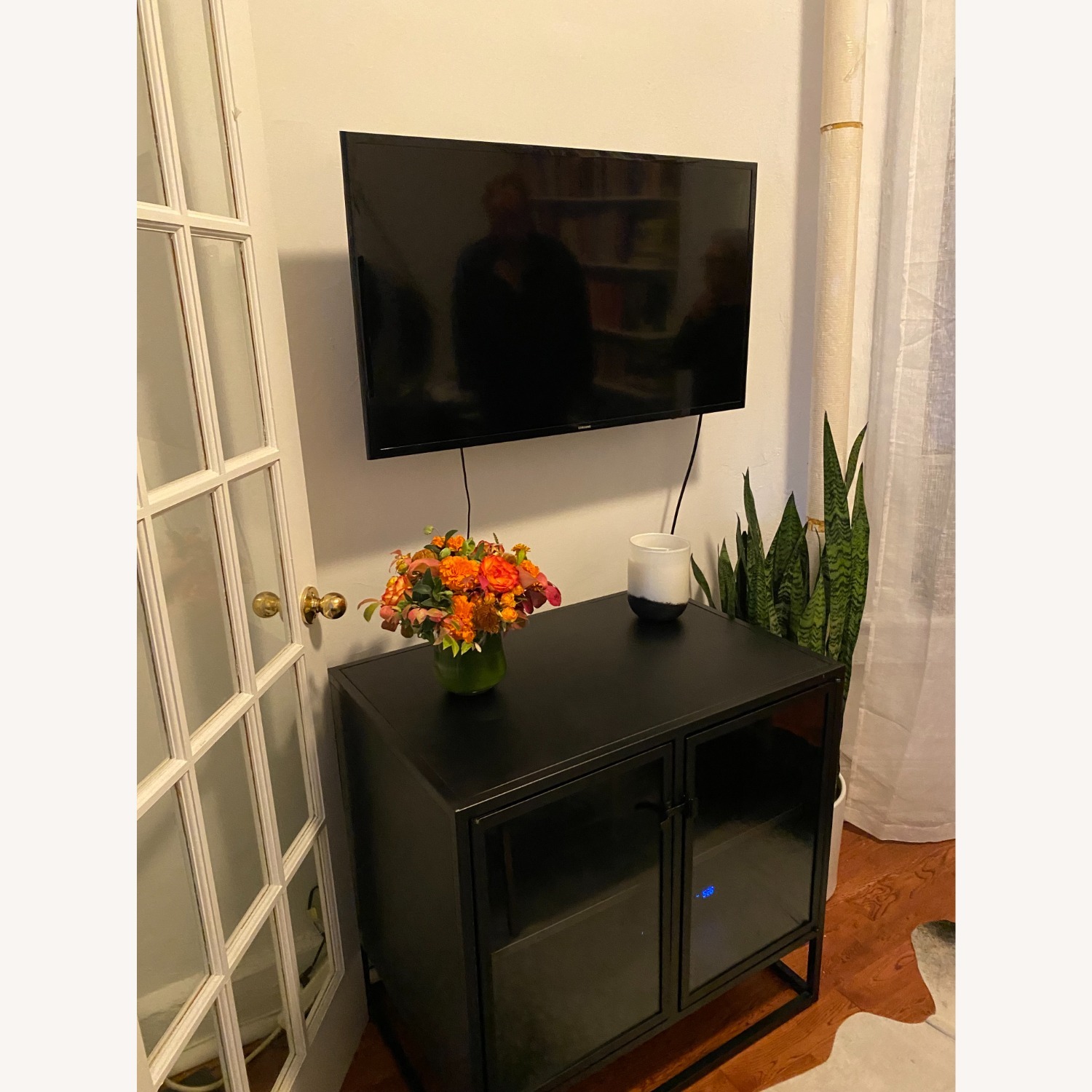 Crate & Barrel Casement Black Metal Media Storage - image-4