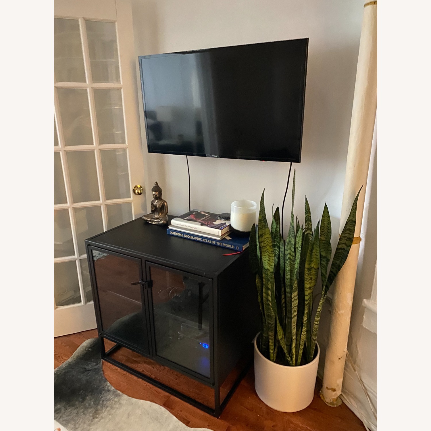 Crate & Barrel Casement Black Metal Media Storage - image-3