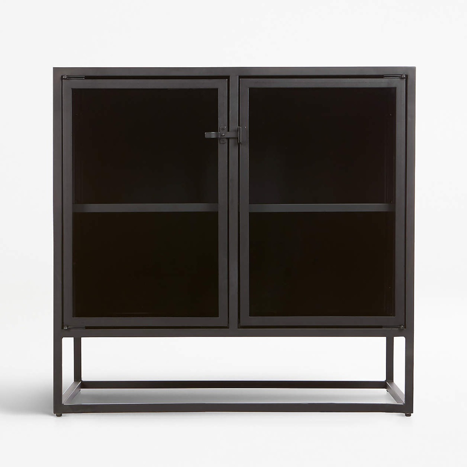 Crate & Barrel Casement Black Metal Media Storage - image-1