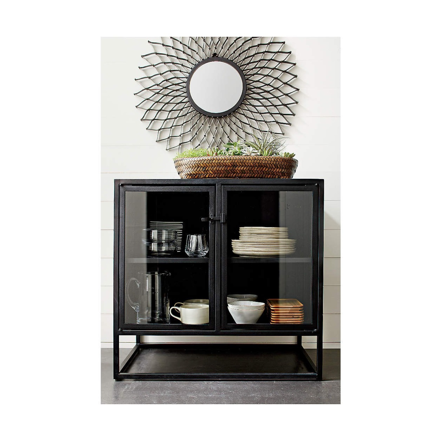 Crate & Barrel Casement Black Metal Media Storage - image-2